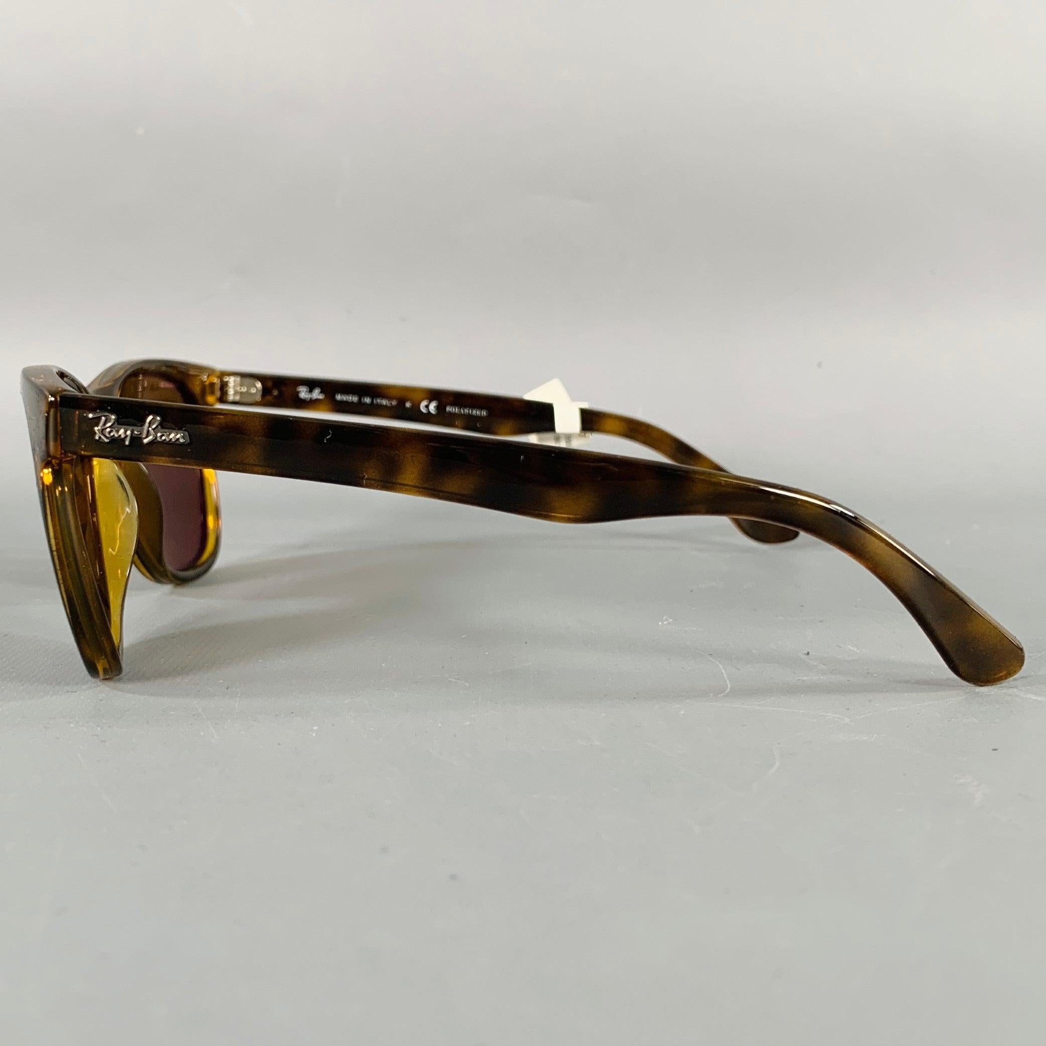RAY-BAN Polierte Sonnenbrille Light Havana Brown Beige Tortoiseshell Acetate Polarized Sunglasses im Zustand „Gut“ im Angebot in San Francisco, CA