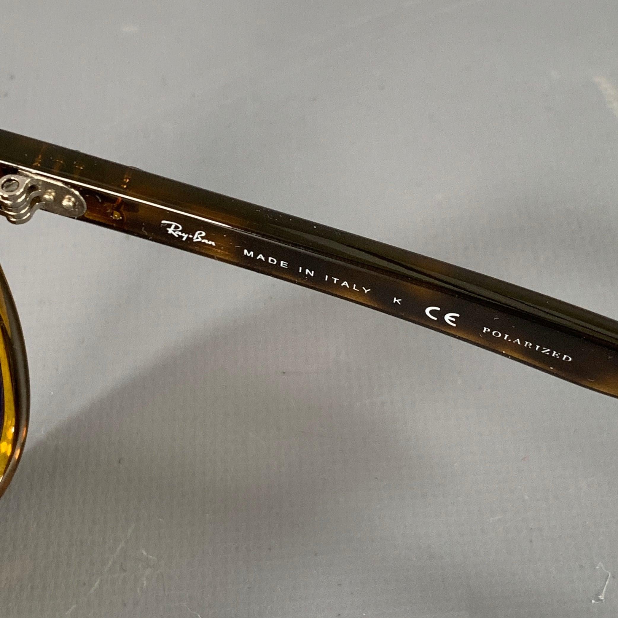 RAY-BAN Polierte Sonnenbrille Light Havana Brown Beige Tortoiseshell Acetate Polarized Sunglasses im Angebot 1