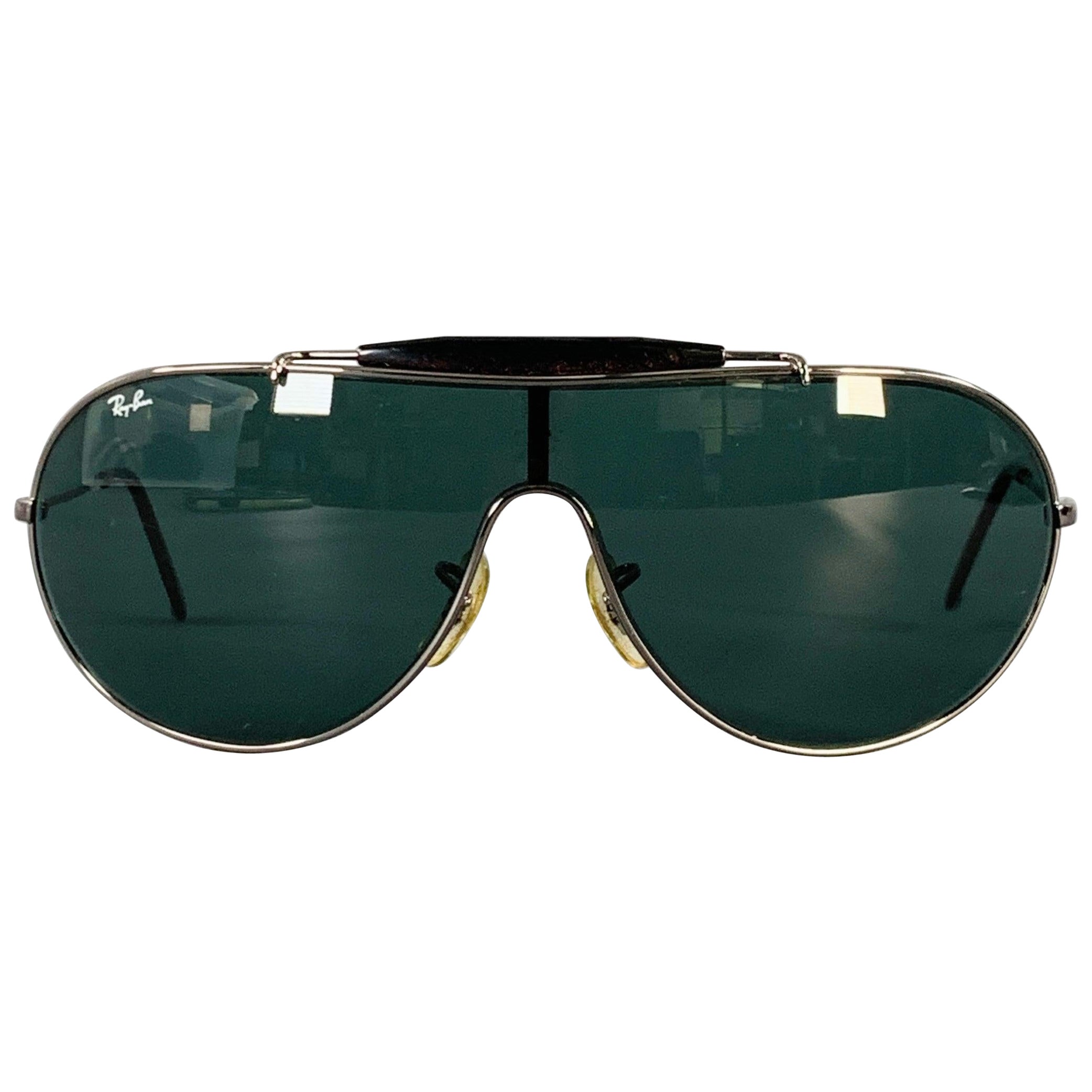 RAY-BAN Silver Metal Shield Teardrop Sunglasses