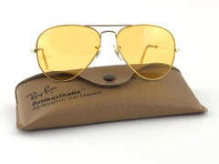 Ray Ban Vintage Aviator Gold Ambermatic 58Mm B / L Sunglasses, 1970s