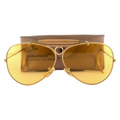 Ray Ban Vintage Aviator Gold Ambermatic Shooter 62Mm B / L Sunglasses, 1970s