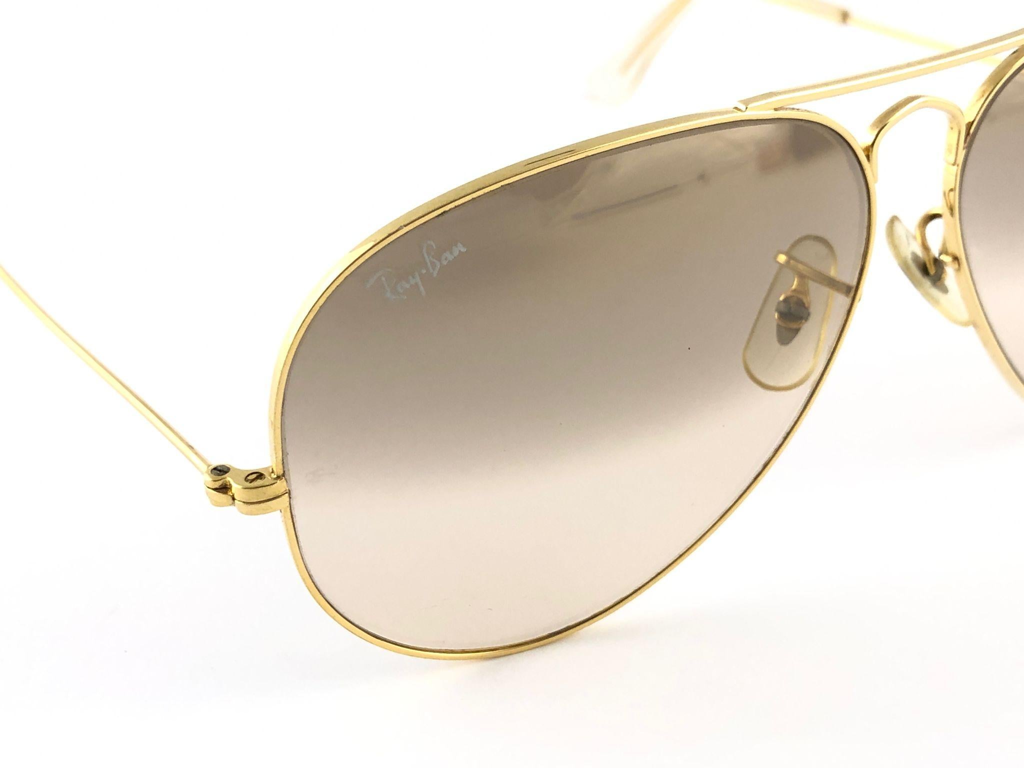 Ray Ban Vintage Aviator Gold Fantasees 62Mm B / L Sunglasses, 1970s 2