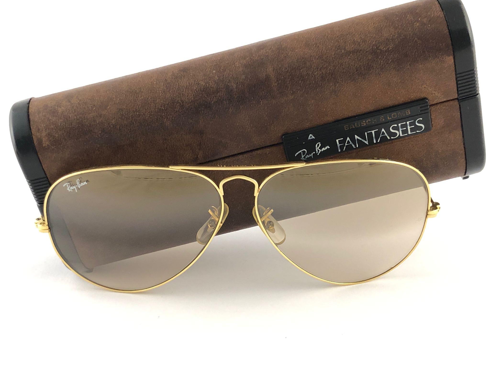 Ray Ban Vintage Aviator Gold Fantasees 62Mm B / L Sunglasses, 1970s 3
