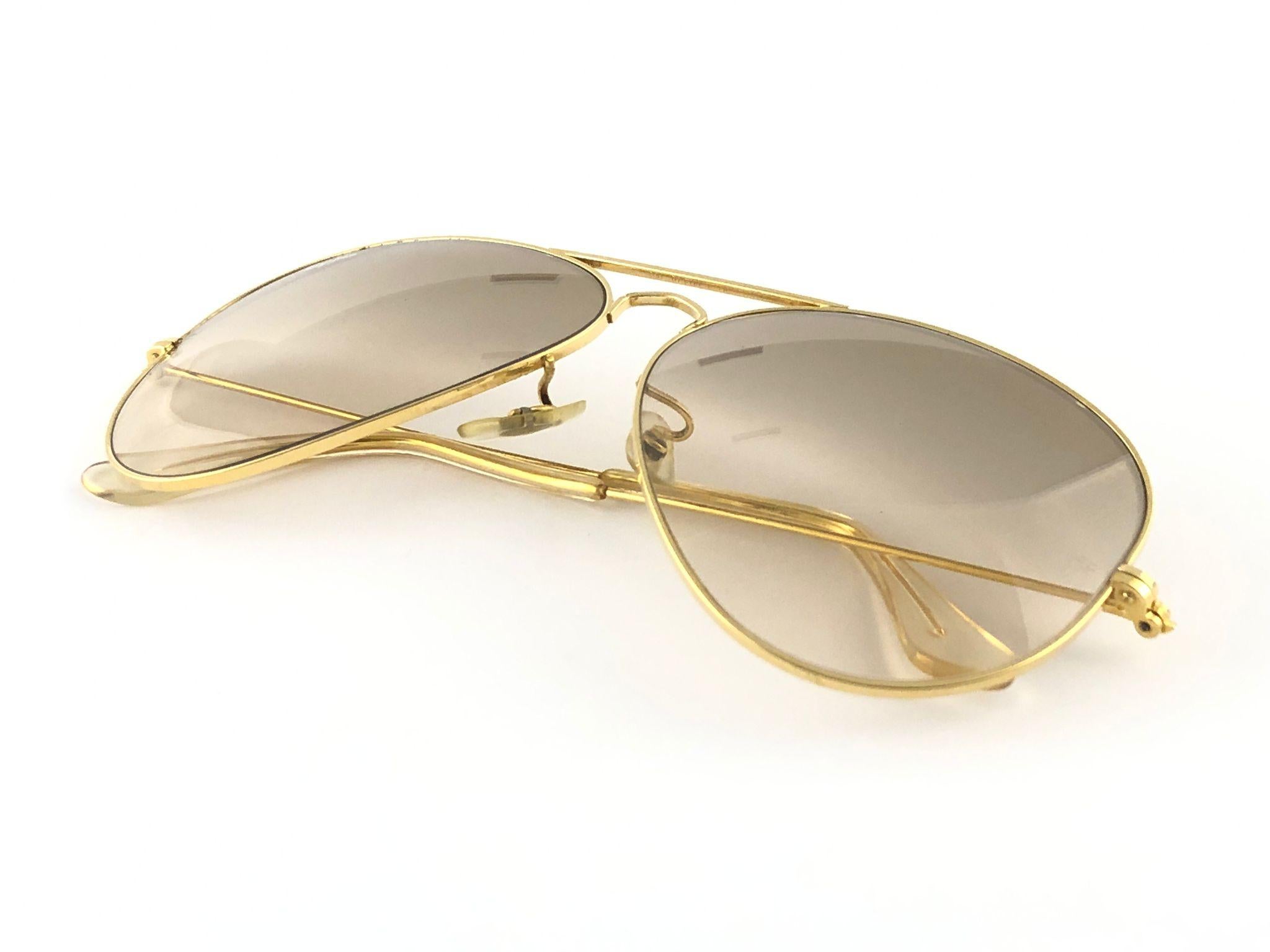 Women's or Men's Ray Ban Vintage Aviator Gold Fantasees 62Mm B / L Sunglasses, 1970s