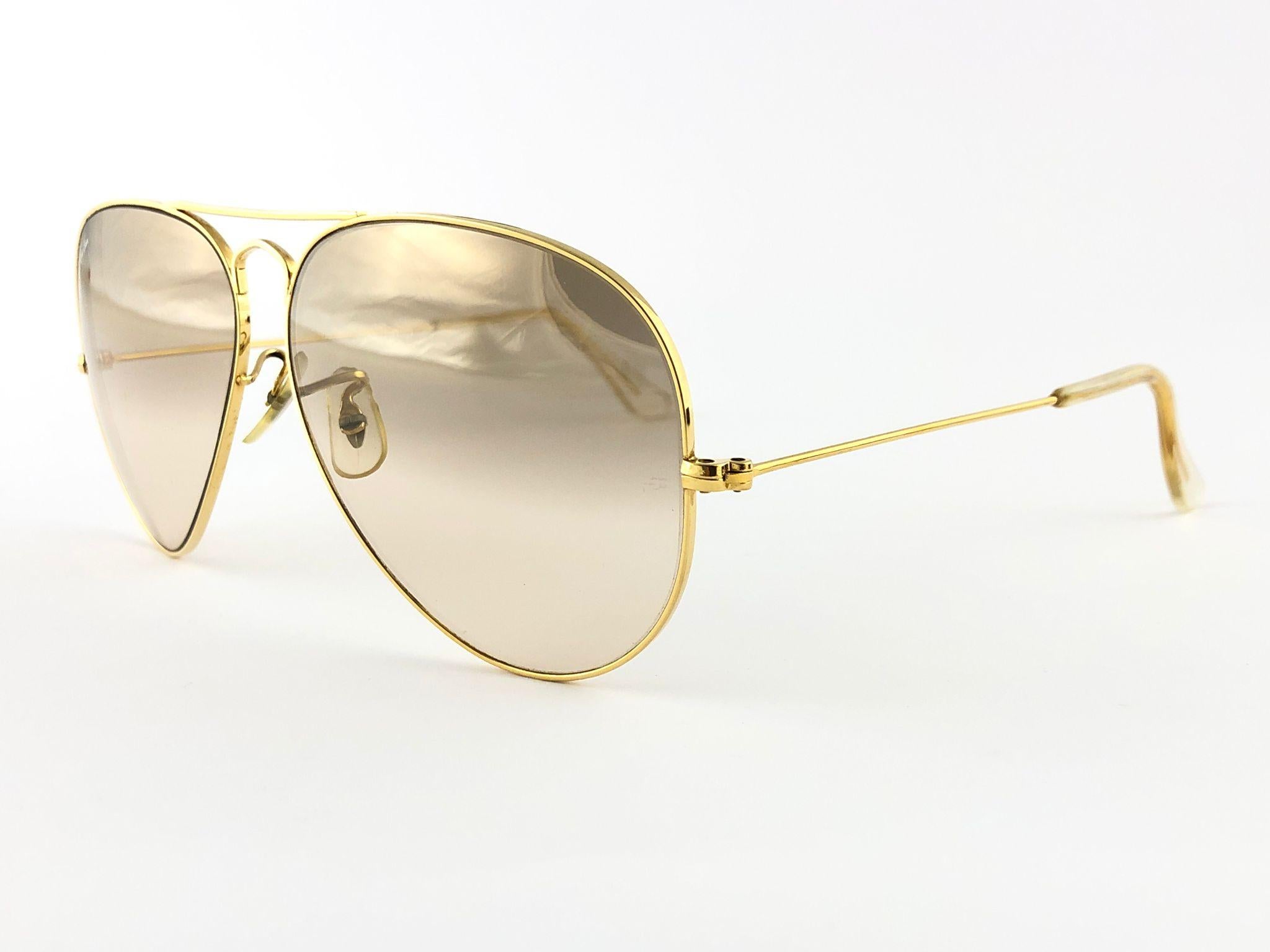 Ray Ban Vintage Aviator Gold Fantasees 62Mm B / L Sunglasses, 1970s 1