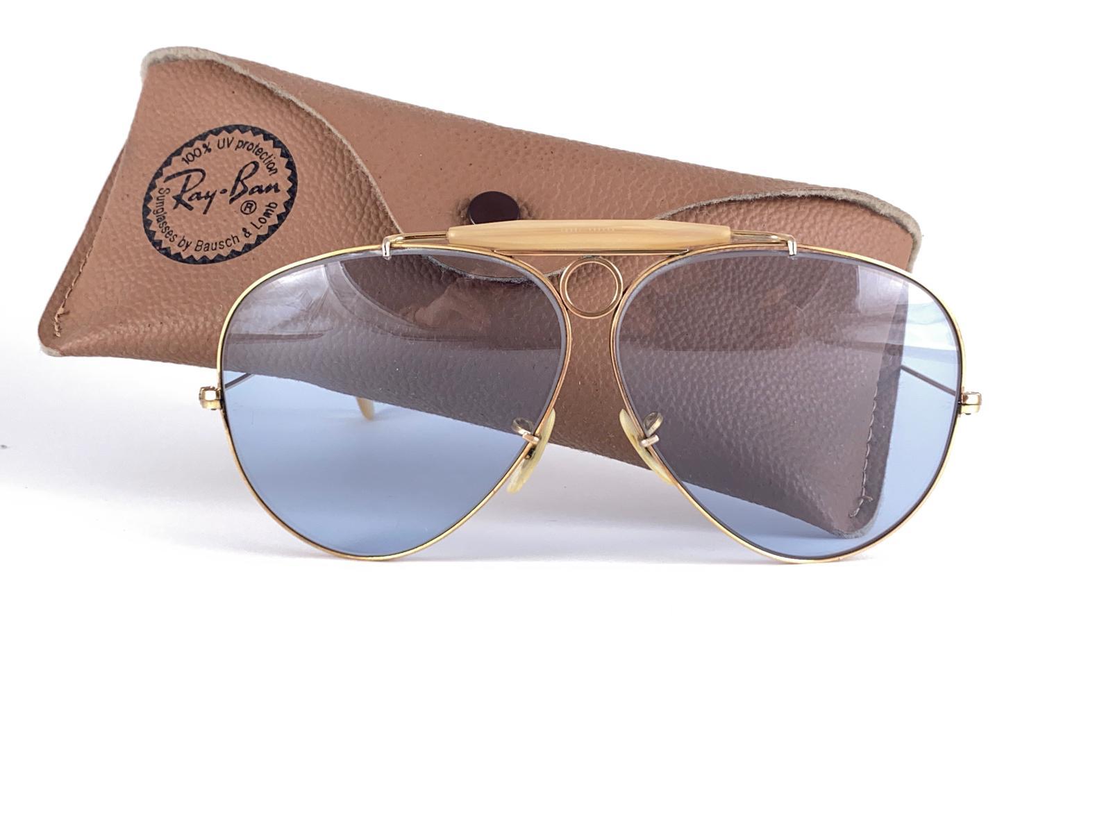 Women's or Men's Ray Ban Vintage Aviator Gold Shooter 62Mm B / L Sunglasses, 1970s