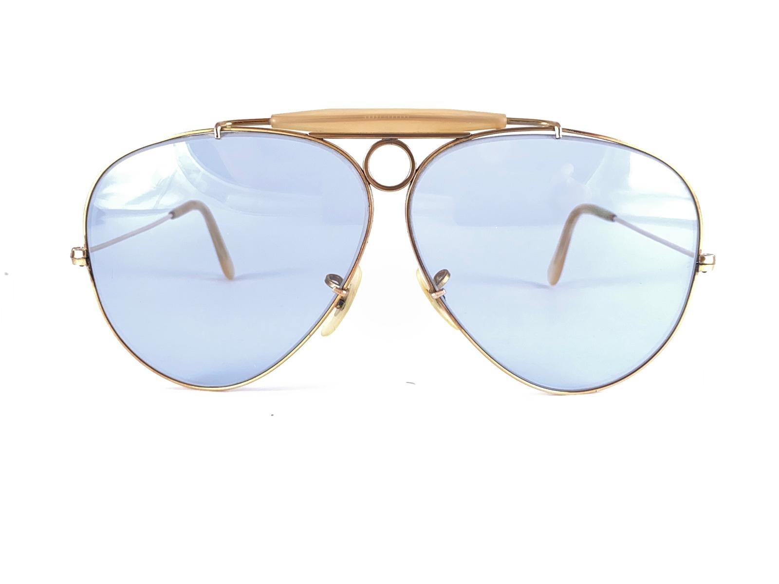 Ray Ban Vintage Aviator Gold Shooter 62Mm B / L Sunglasses, 1970s 1