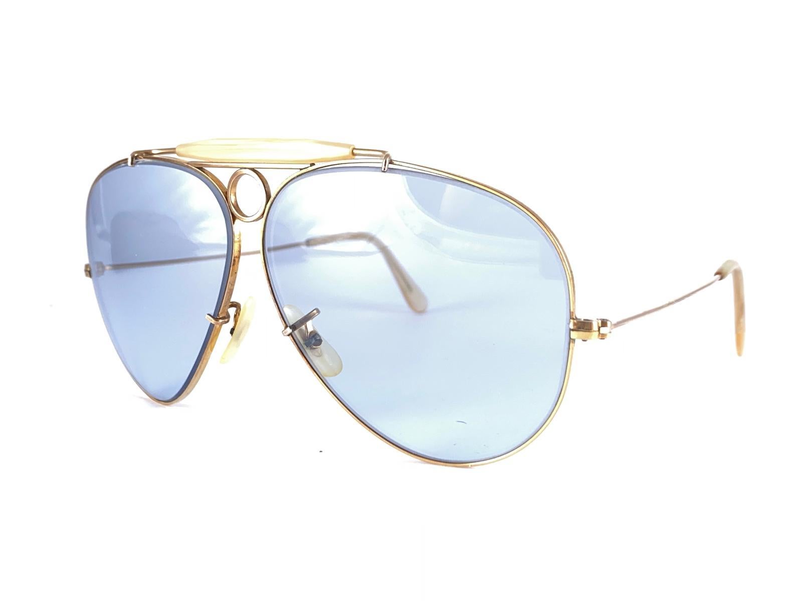 Ray Ban Vintage Aviator Gold Shooter 62Mm B / L Sunglasses, 1970s 2