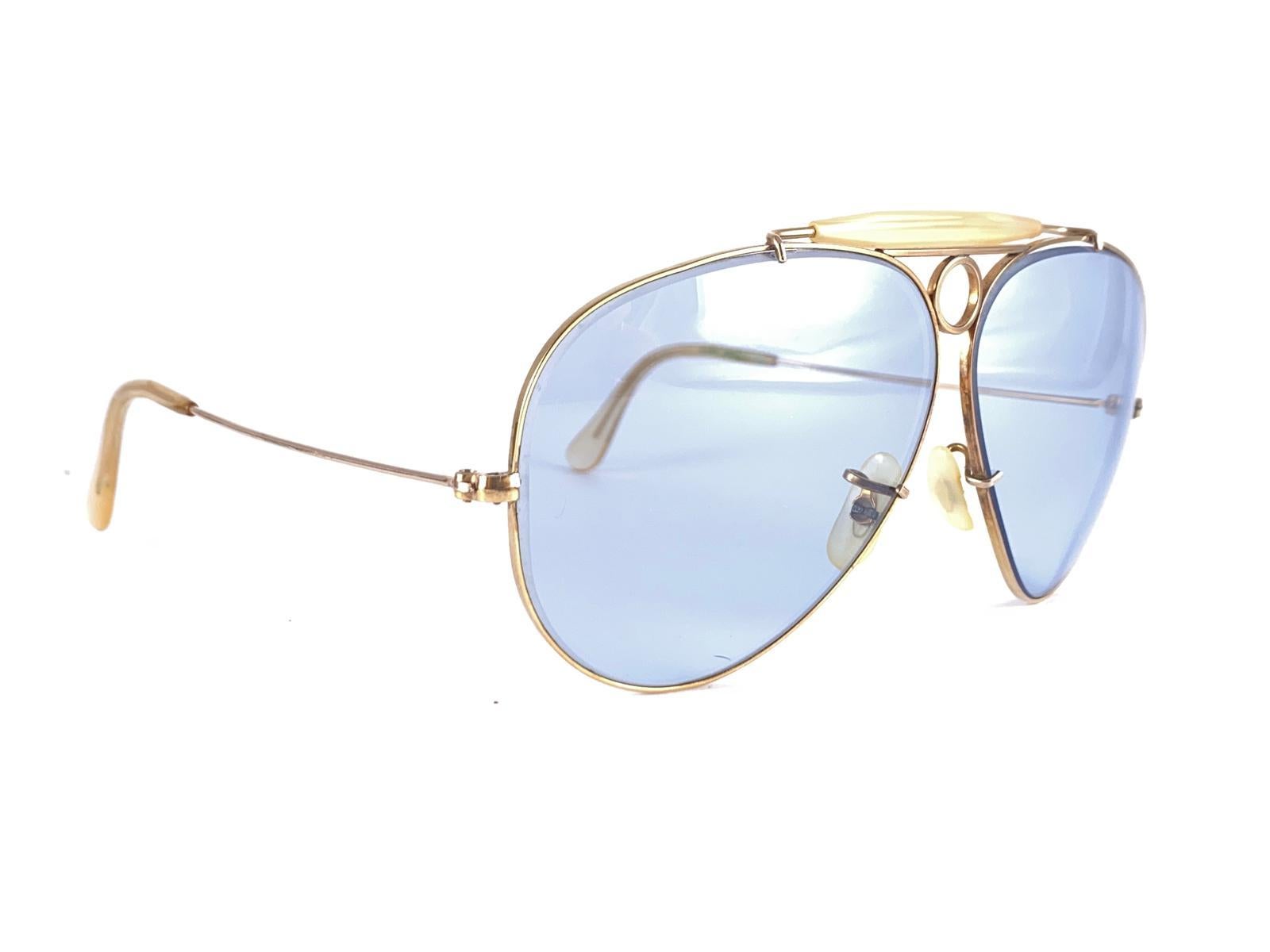 Ray Ban Vintage Aviator Gold Shooter 62Mm B / L Sunglasses, 1970s 3