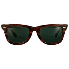 RAY-BAN Vintage Brown Tortoiseshell Acetate Wayfarer Sunglasses