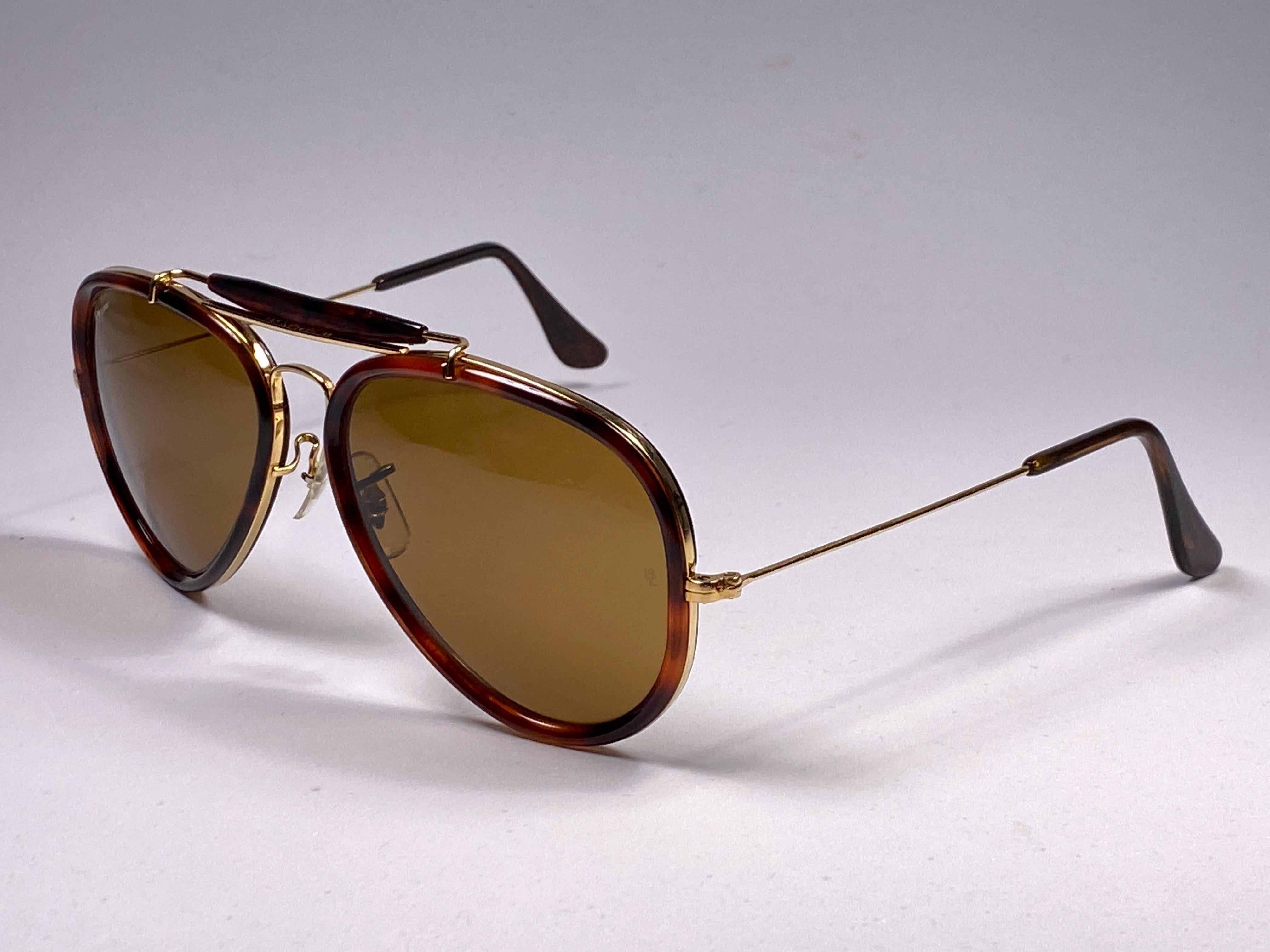 Brown Ray Ban Vintage G Style Dark Tortoise Outdoorsman 62Mm B&L Sunglasses, 1980s 