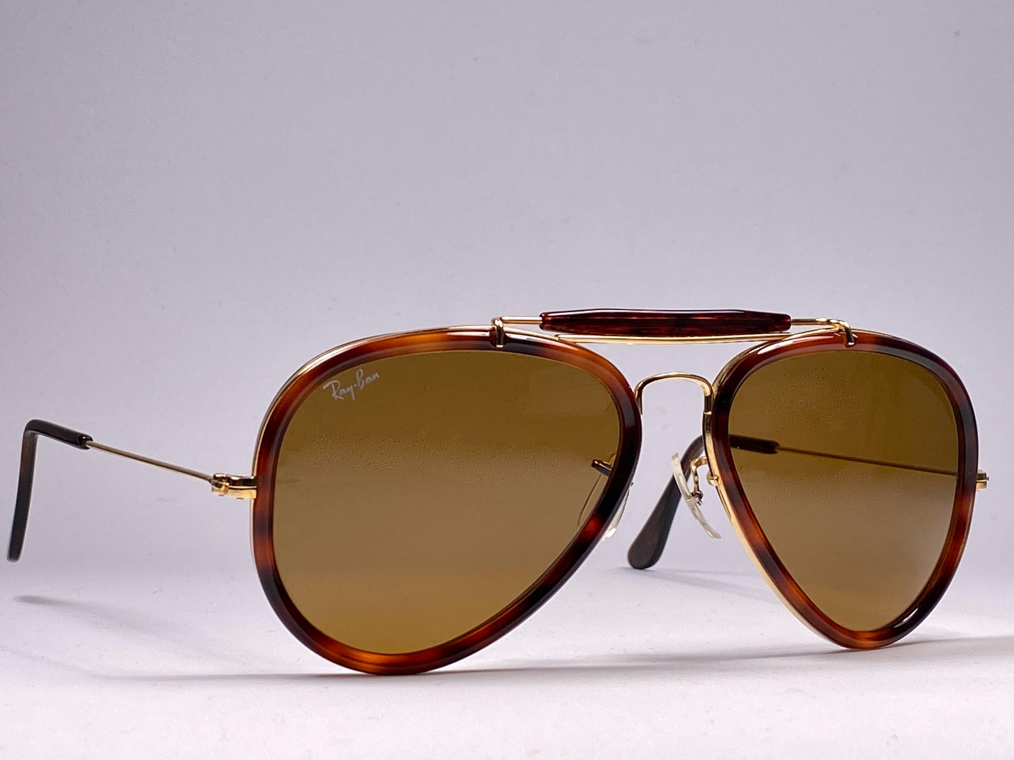 Ray Ban Vintage G Style Dark Tortoise Outdoorsman 62Mm B&L Sunglasses, 1980s  In New Condition In Baleares, Baleares