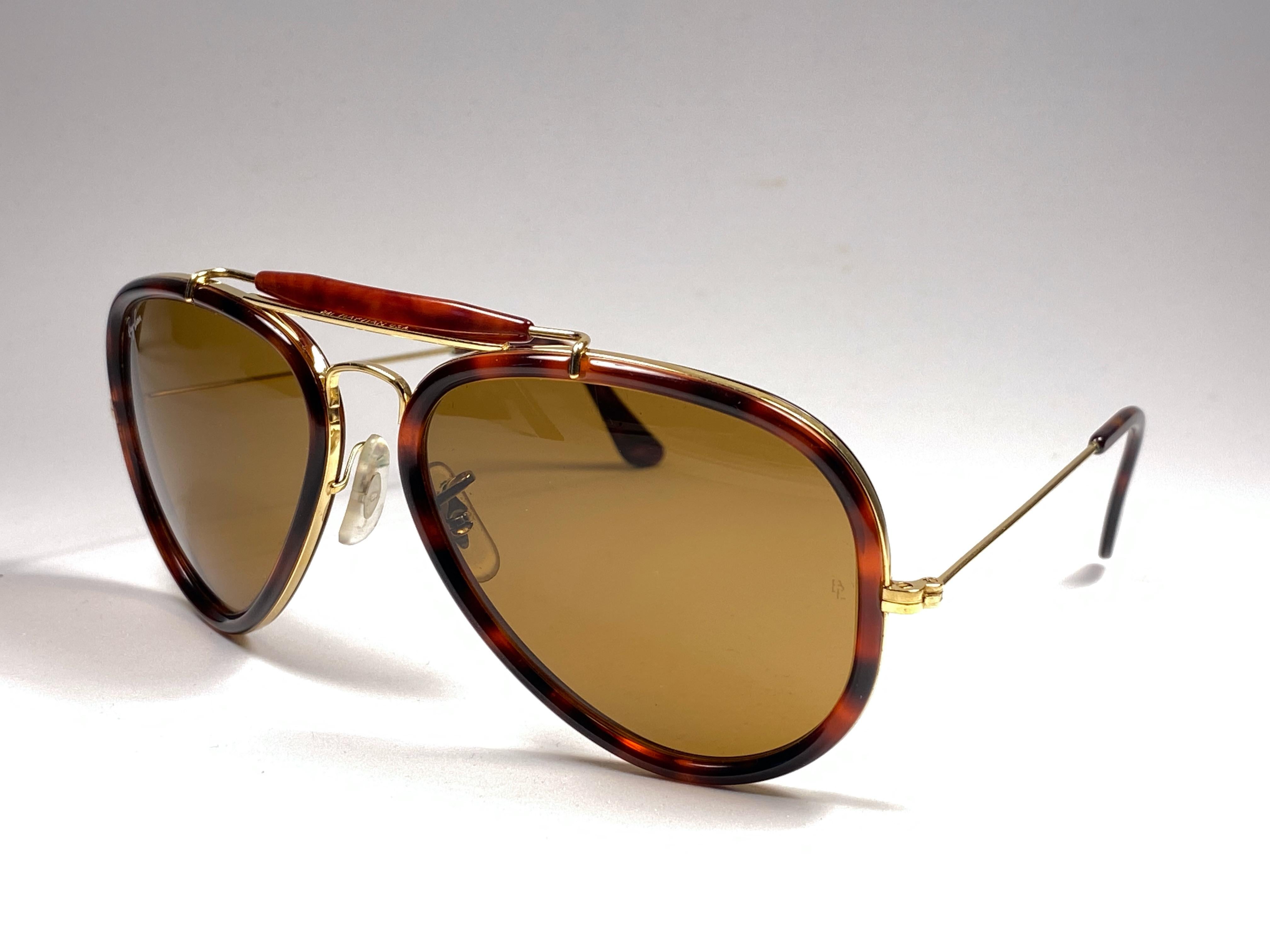 Ray Ban Vintage G Stil Schildpatt Outdoorsman 62Mm B&L Sonnenbrille, 1980er Jahre (Schwarz)