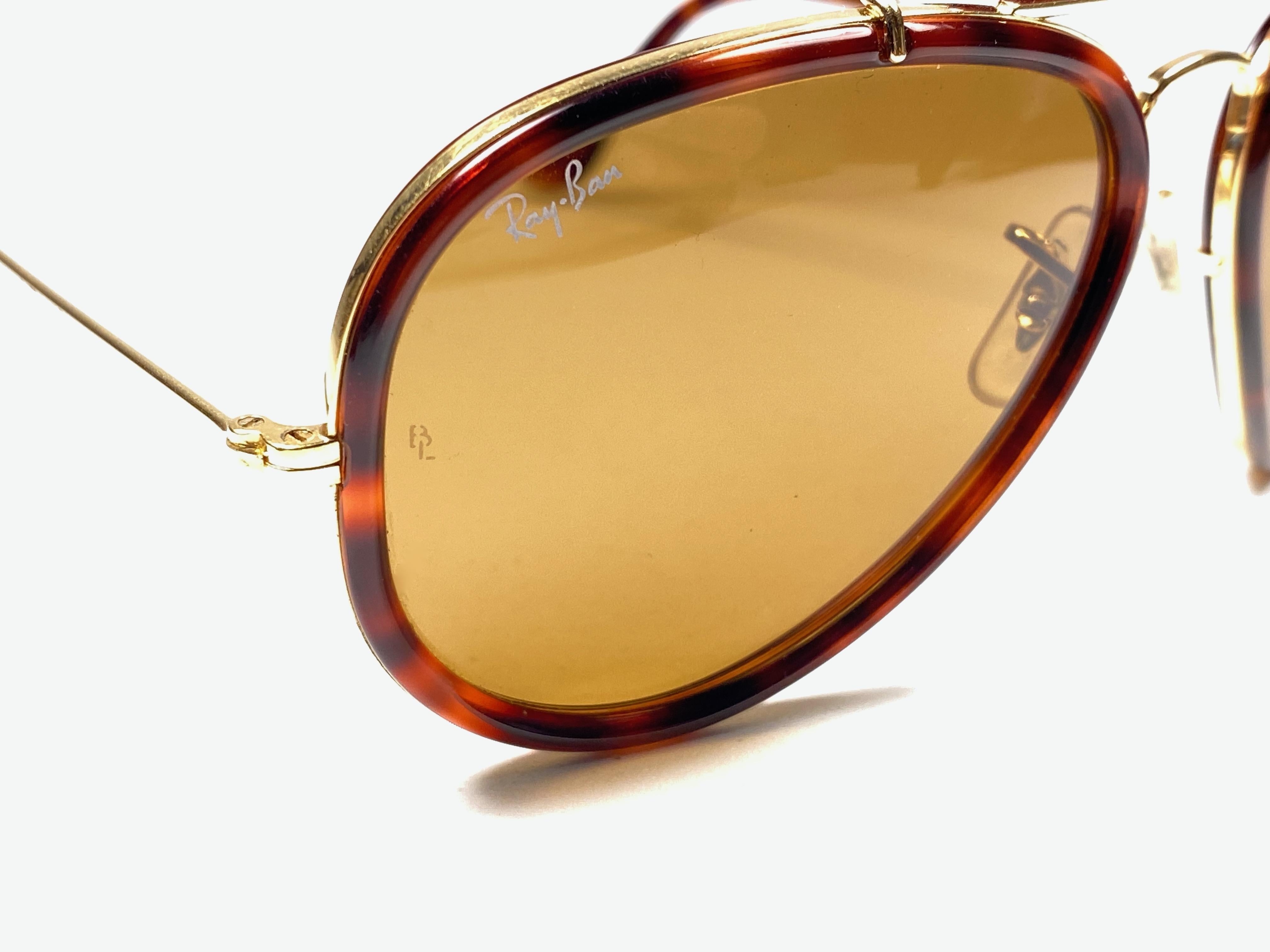 Ray Ban Vintage G Stil Schildpatt Outdoorsman 62Mm B&L Sonnenbrille, 1980er Jahre für Damen oder Herren
