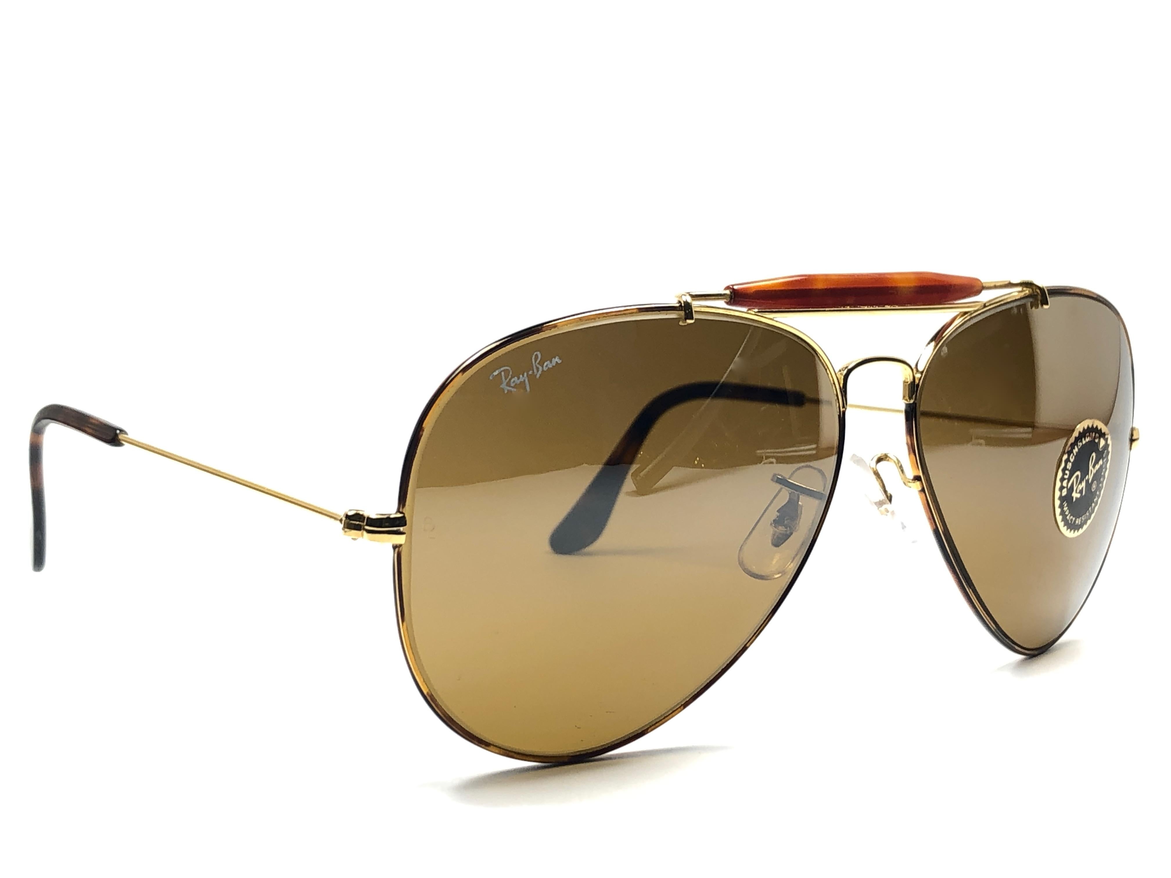 Ray Ban Vintage Outdoorsman Tortuga 62Mm Top Mirror Lenses B&L Sunglasses  1980 at 1stDibs