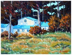 Quadro di paesaggio Pacific Grove Woods California, metà del secolo scorso, firmato