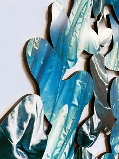 Gladly Beyond, Modern Wall Relief Collage on Wood Panel with Pale Blues