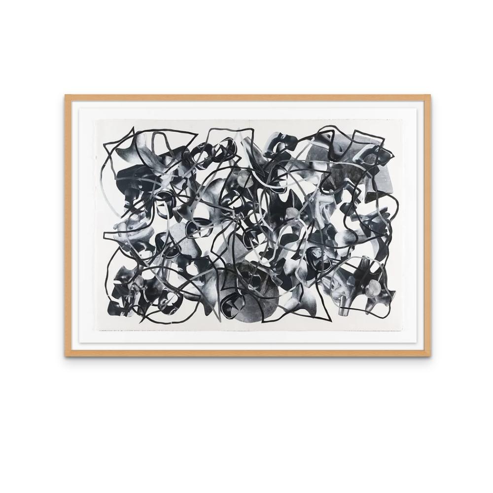 Quel que soit le soleil, collage abstrait en noir et blanc sur papier  - Abstrait Art par Ray Beldner