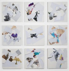 Such Small Hands #17 (Collage Assemblage with paper on Square Panel)