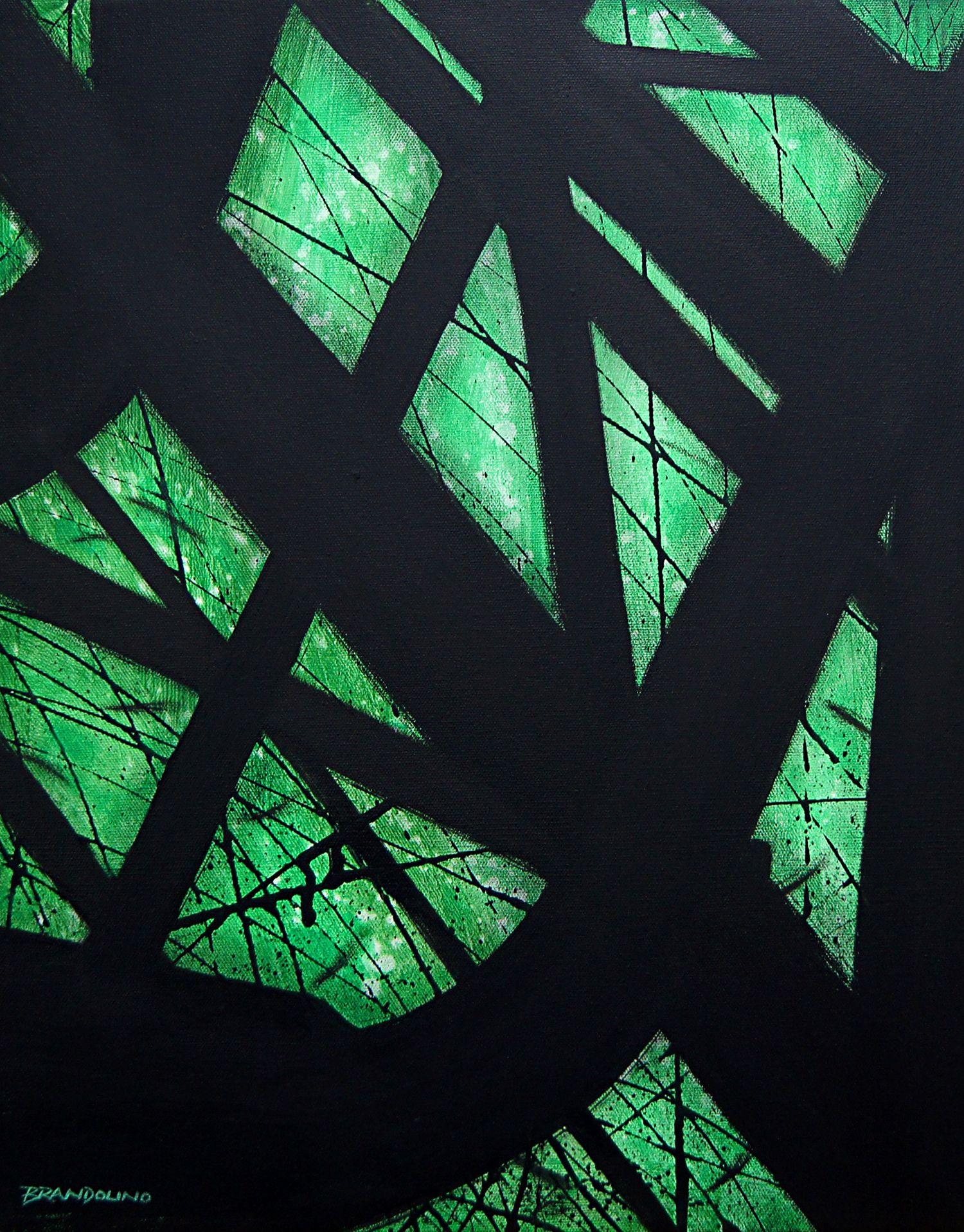Ray Brandolino Abstract Painting - Structured Green, Painting, Acrylic on Canvas