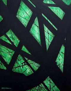 Structured Green, Painting, Acrylic on Canvas