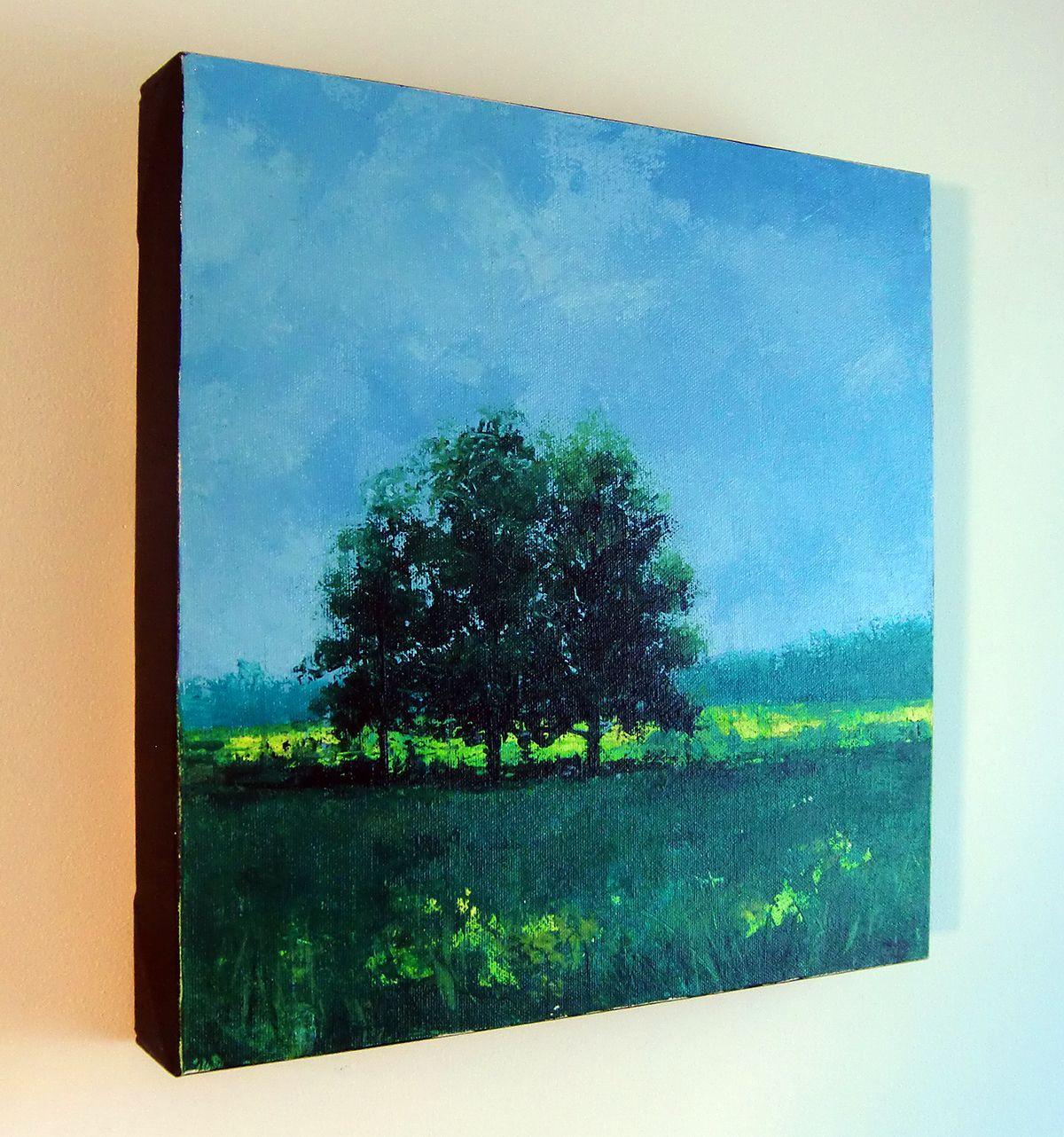 Landscape painting. Cluster of trees in a field.  All works are copyrighted and all rights are reserved by the artist. :: Painting :: Contemporary :: This piece comes with an official certificate of authenticity signed by the artist :: Ready to