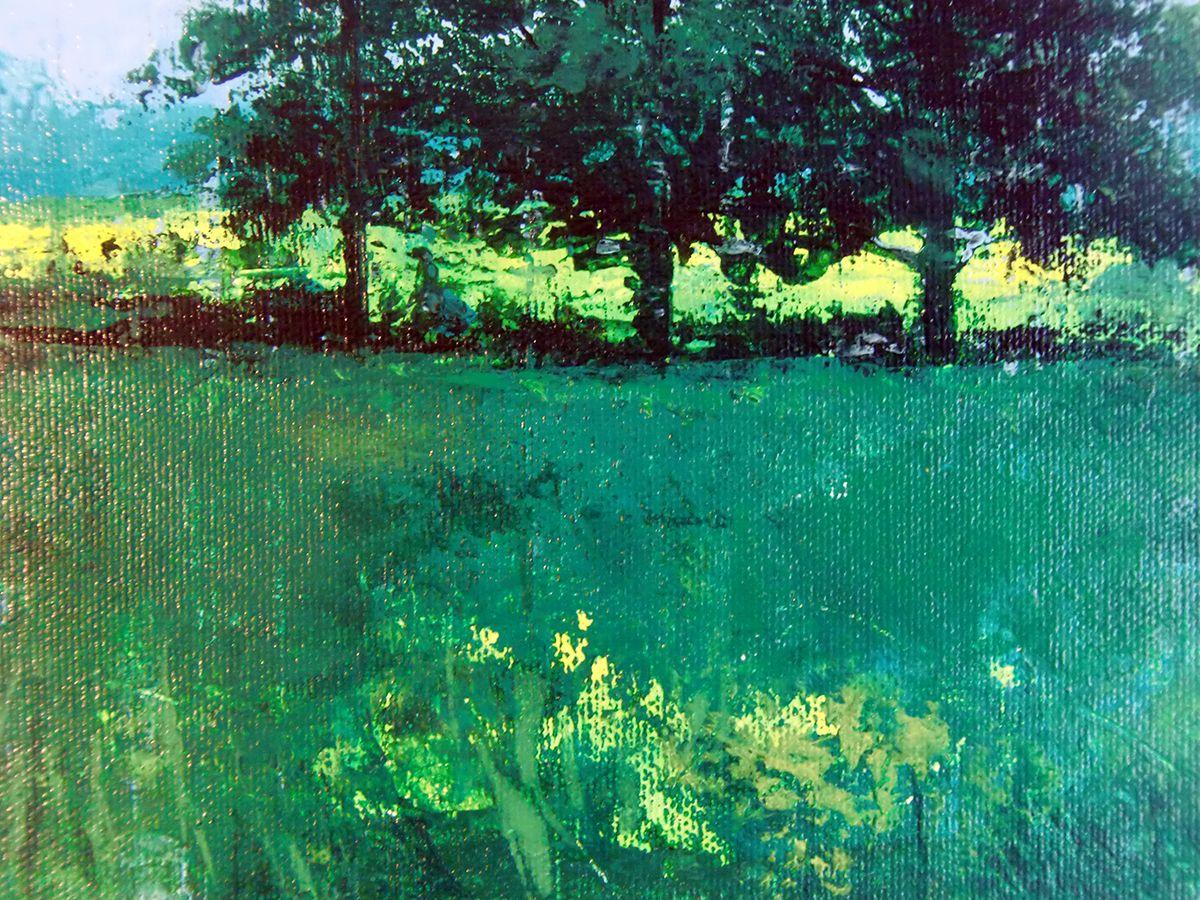 Pintura de paisaje. Grupo de árboles en un campo.  Todas las obras tienen copyright y todos los derechos están reservados por el artista :: Pintura :: Contemporánea :: Esta obra viene con un certificado oficial de autenticidad firmado por el artista
