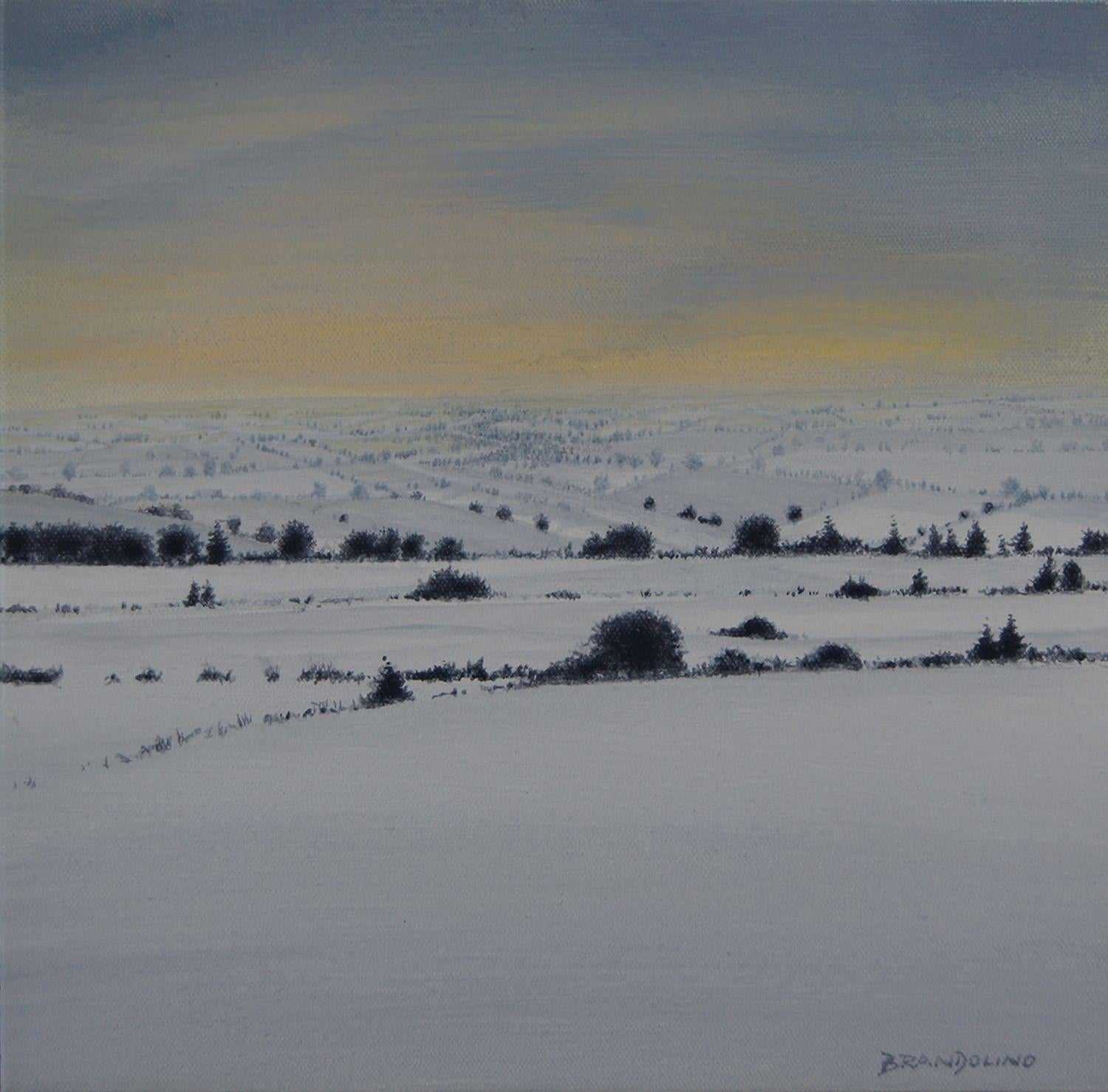 Ray Brandolino Landscape Painting – Wintertag, Gemälde, Acryl auf Leinwand