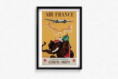 Original 1938 poster by Ray Bret-Koch Air France Europe to the Far East