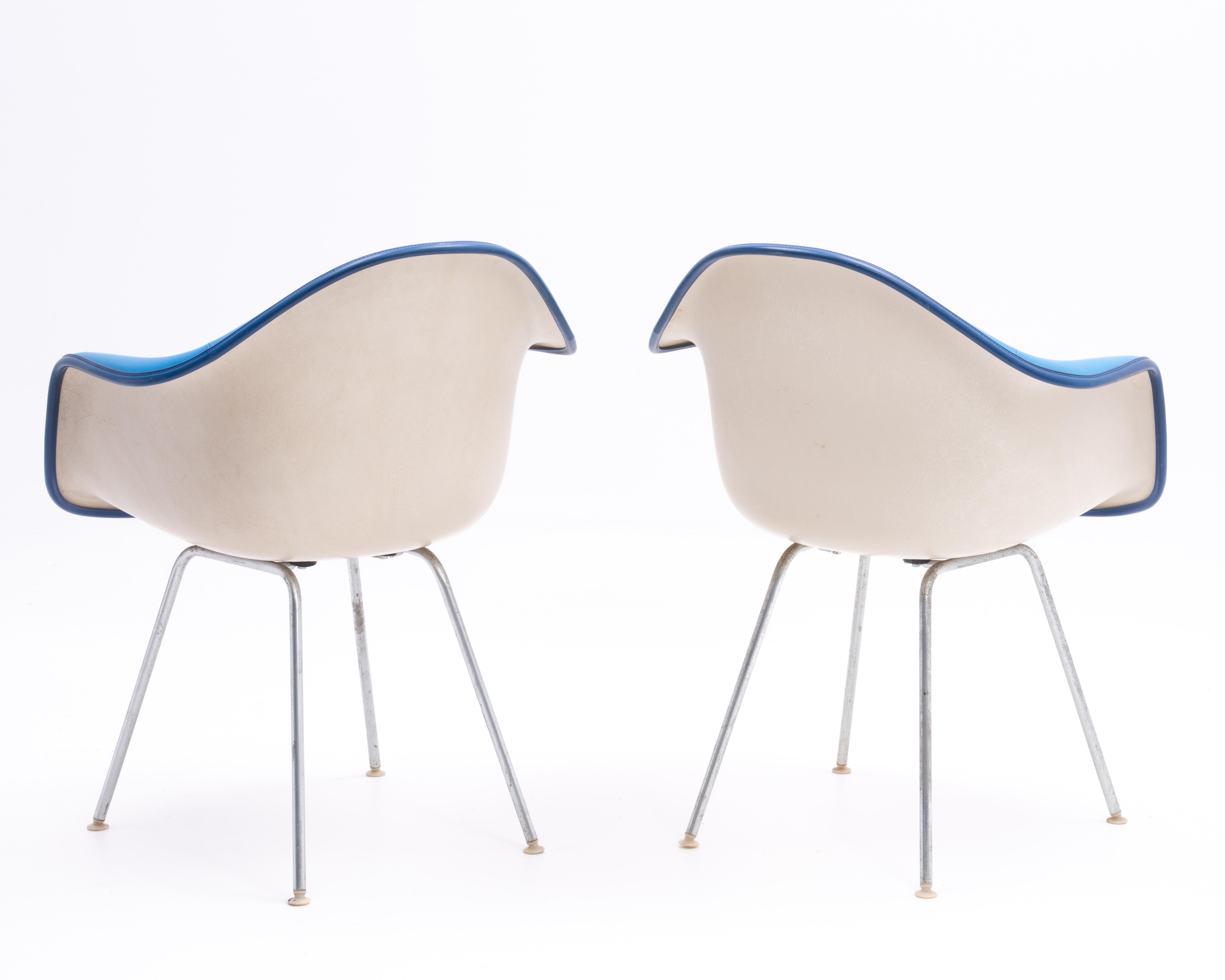 Late 20th Century Ray Charles Eames Herman Miller Padded Arm Shell Chairs Alexander Girard a Pair For Sale