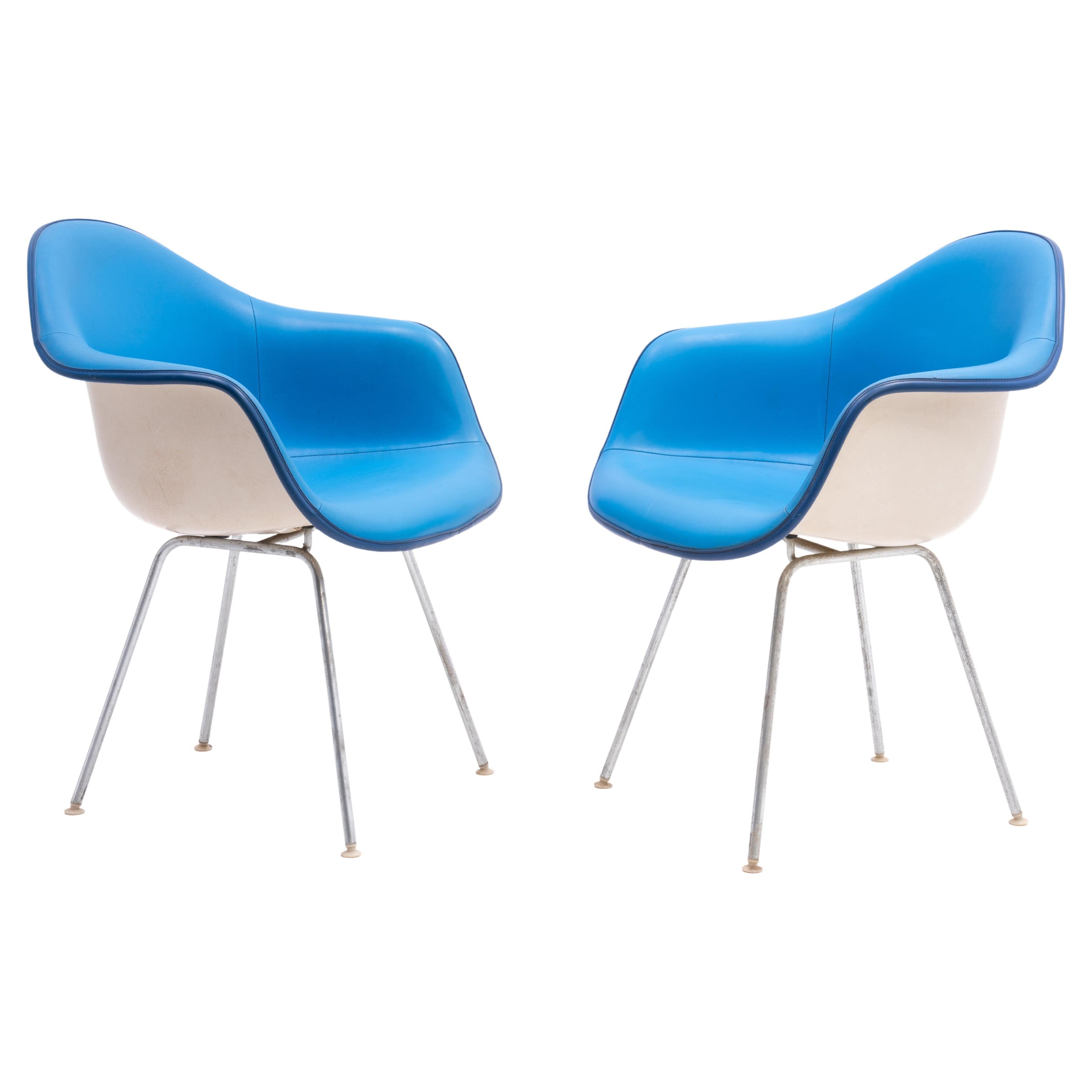 Ray Charles Eames Herman Miller Padded Arm Shell Chairs Alexander Girard a Pair For Sale