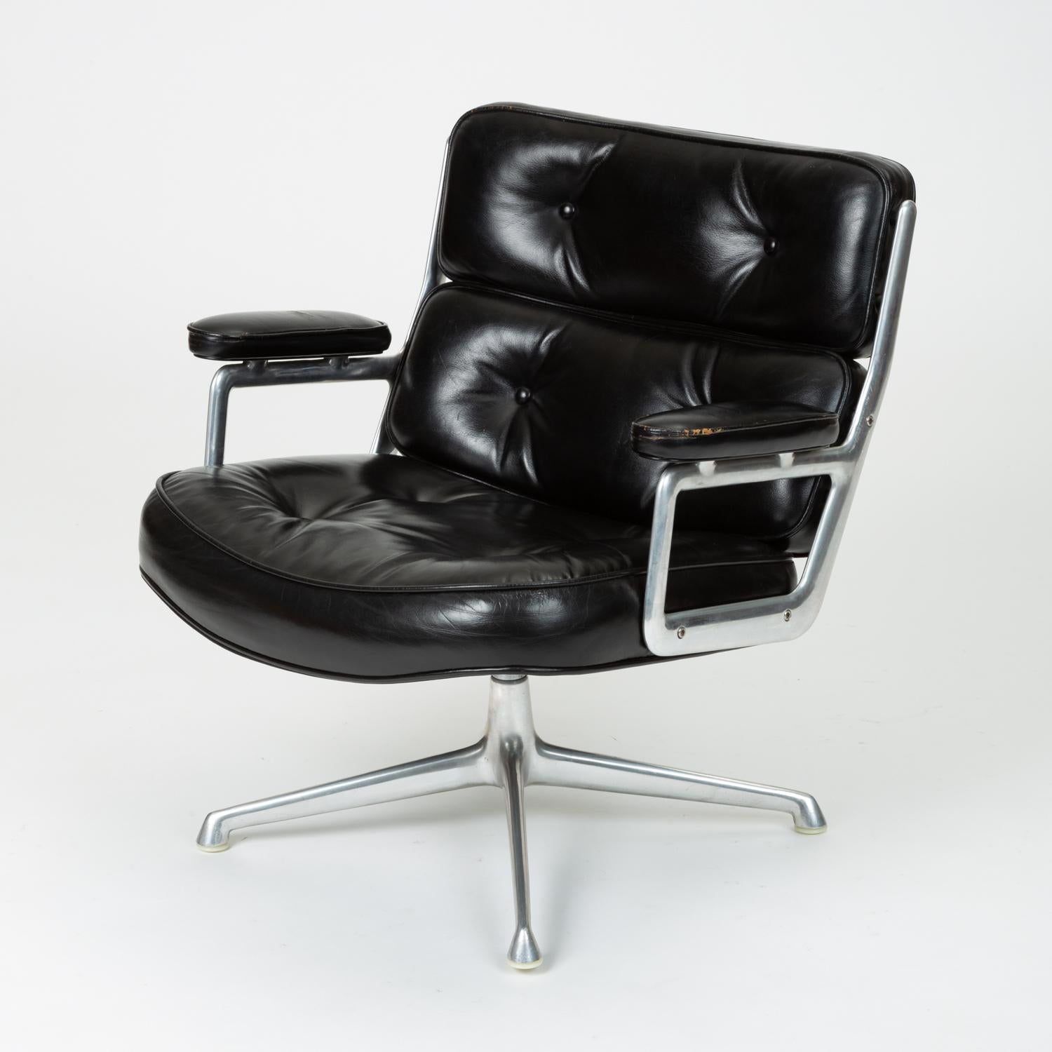 American Ray and Charles Eames Time Life Lobby Chair in Black Leather