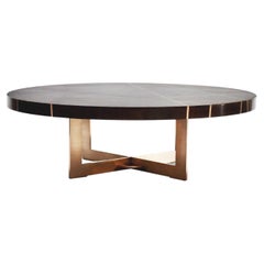 Ray Circular Cocktail Table in Walnut with Bronze Inlay By Newell Design Studio