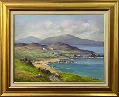 Atlantic Ocean from the Coastline of Ireland with Cottages on the Hillside