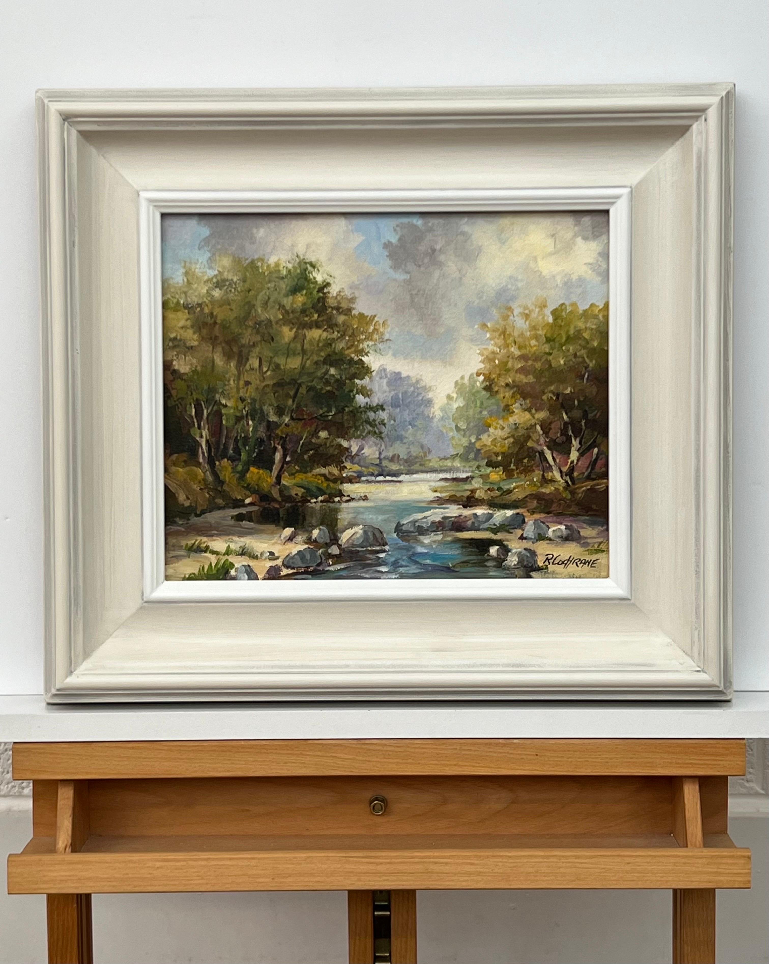 Quadro a olio d'epoca raffigurante un fiume nella campagna dell'Irlanda del Nord, realizzato da un artista irlandese - Painting Postimpressionismo di Ray Cochrane