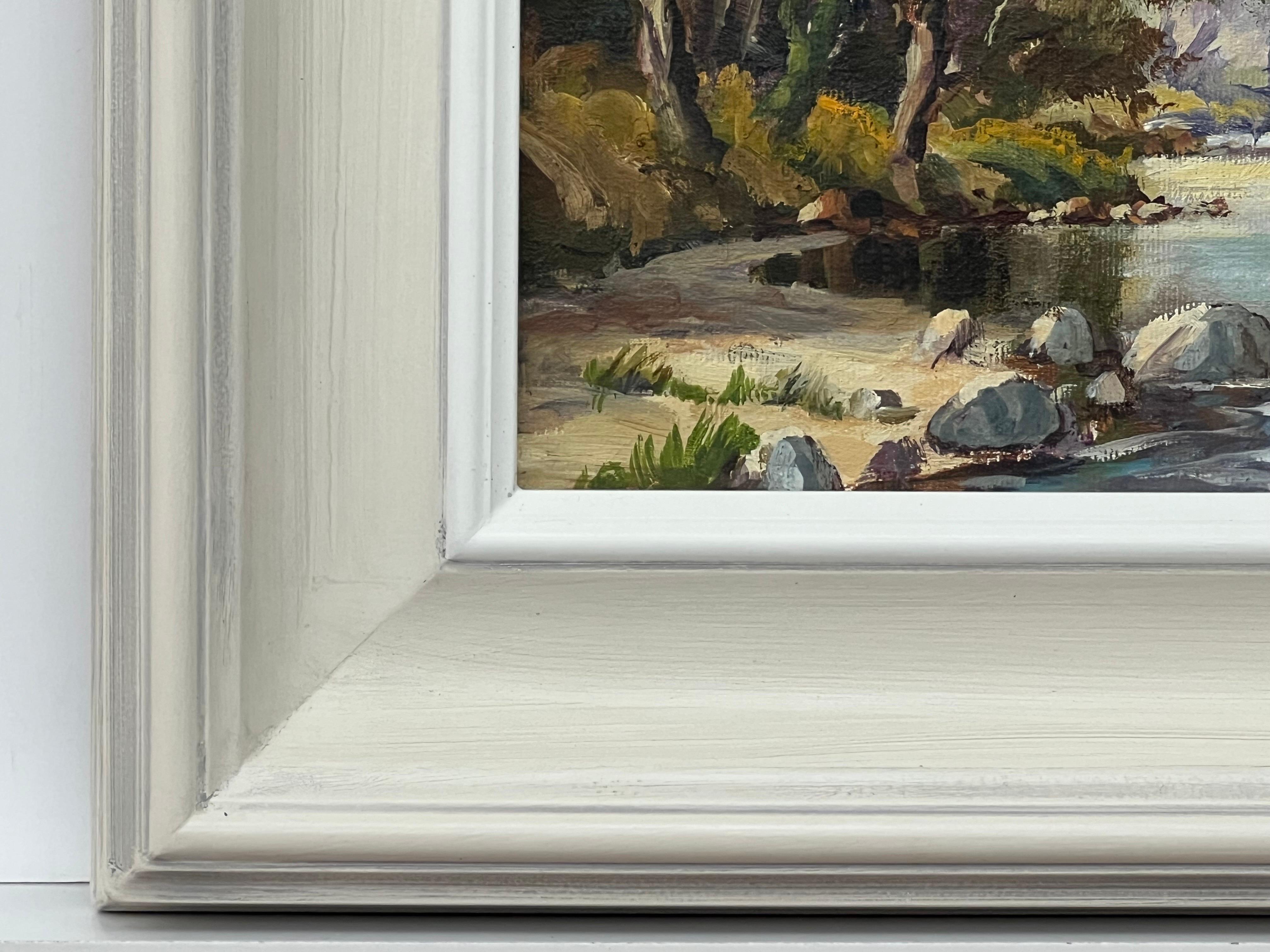 Quadro a olio d'epoca raffigurante un fiume nella campagna dell'Irlanda del Nord, realizzato da un artista irlandese in vendita 1