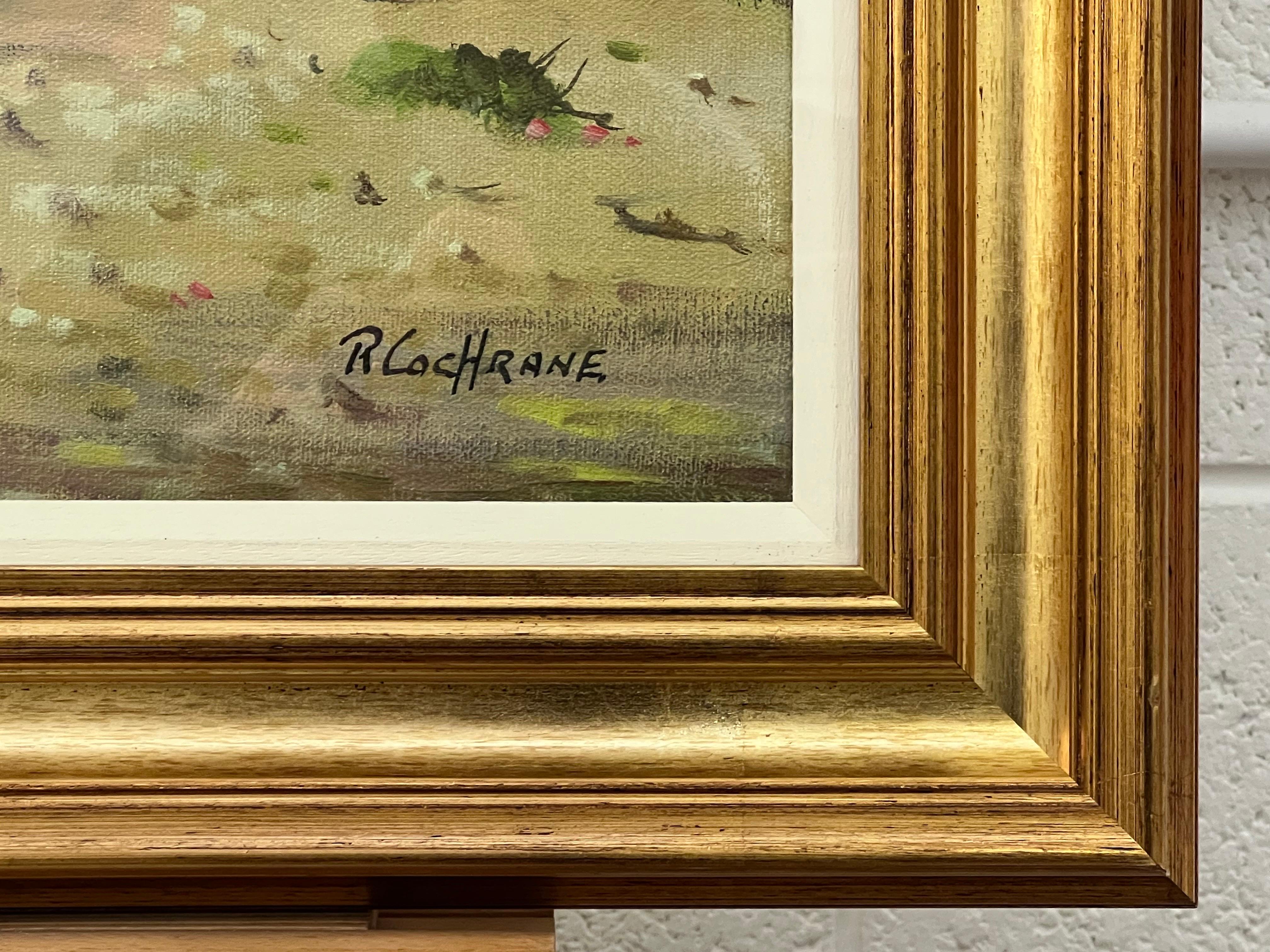 Vintage Post-Impressionist Gemälde eines baumgesäumten Flusses in der irischen Landschaft von 20. Jahrhundert irischen Künstler, Ray Cochrane. 

Kunst misst 24 x 18 Zoll 
Rahmen misst 30 x 24 Zoll 

Dieses impressionistische Vintage-Original aus den