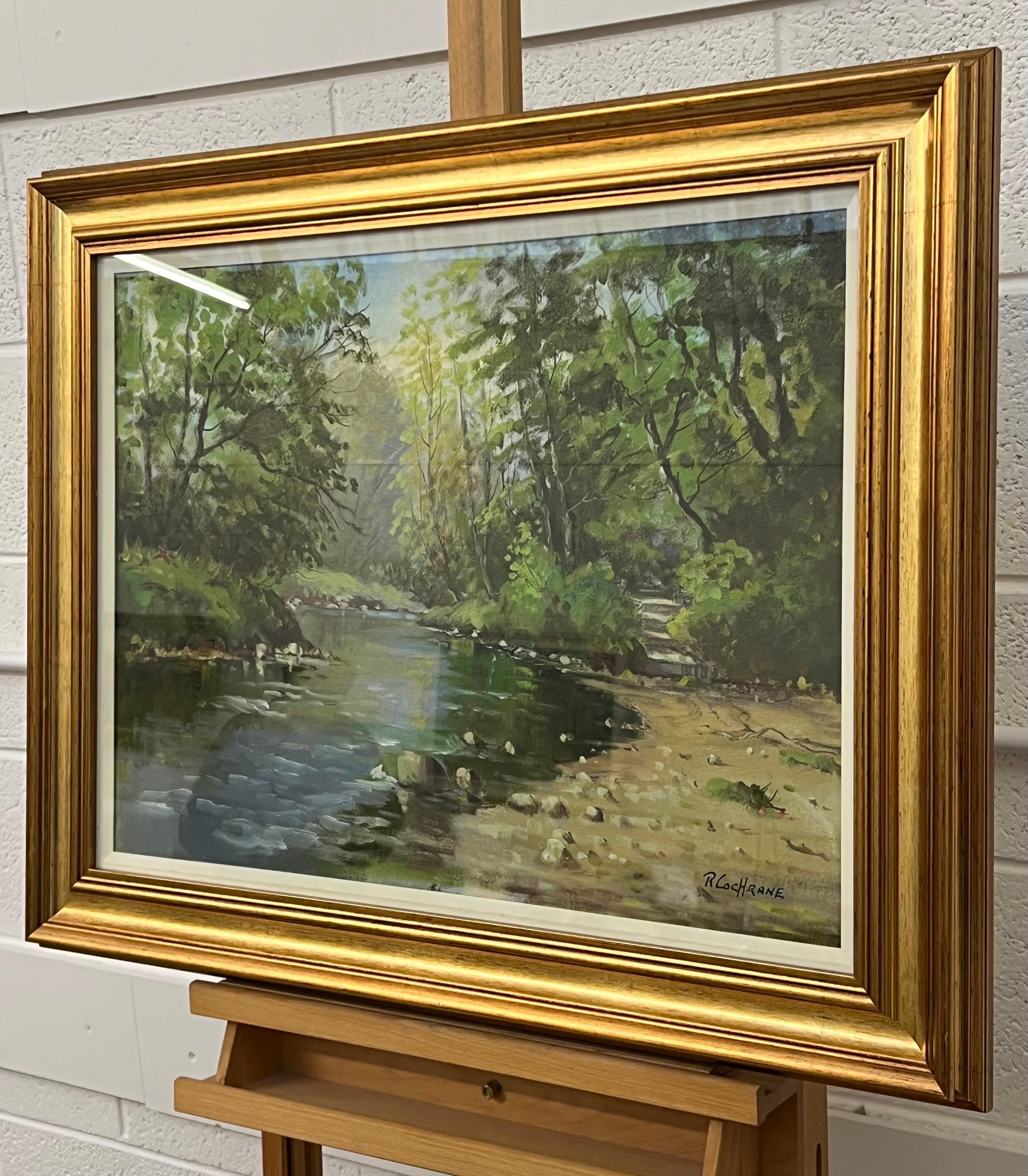 Vintage Post-Impressionist Painting of Tree-Lined River in the Irish Countryside For Sale 3