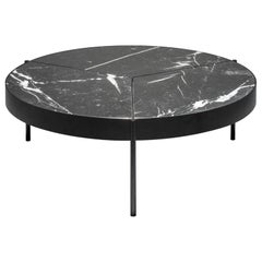 Ray Coffee Table 100, in Black Lacquered Bronze and Nero Marquina Top by Duistt