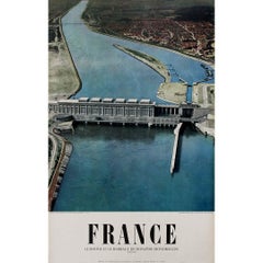 1956 original travel poster by Ray Delvert France Barrage de Donzère-Mondragon