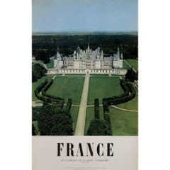 Cartel de viaje de 1956 Castillo de Chambord Castillo emblemático del Valle del Loira
