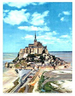 Original Normandie: Le Mont-Saint-Michel (Manche) vintage travel poster on linen