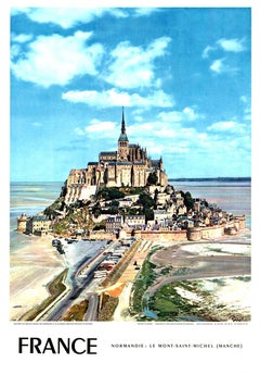 Original Normandie: Le Mont-Saint-Michel (Manche) Vintage travel poster on linen