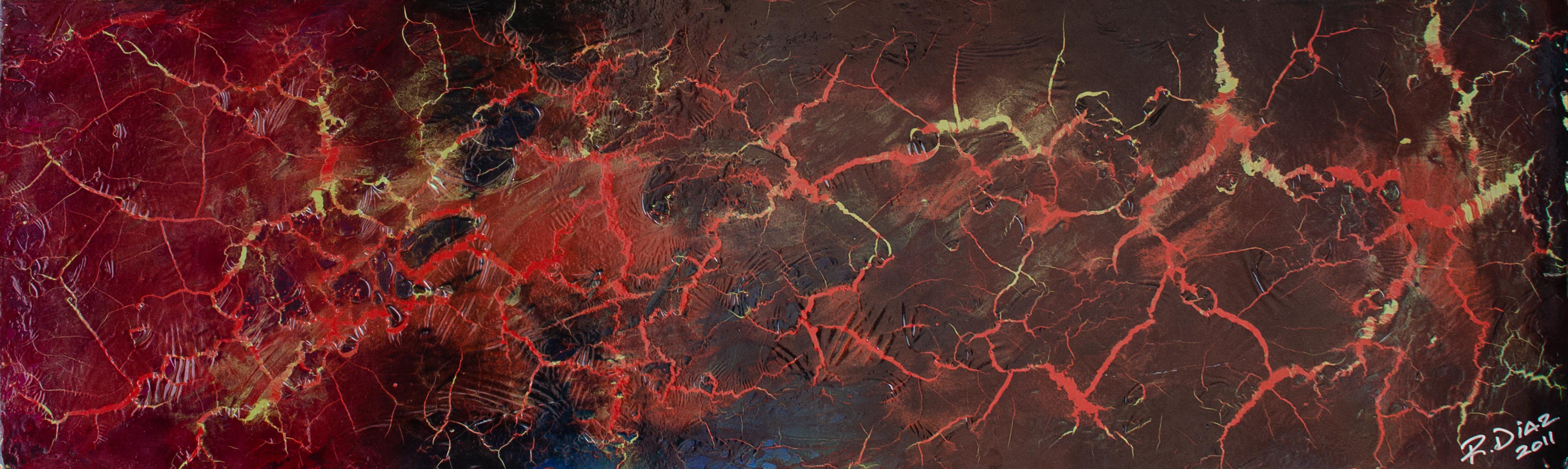 Ray Diaz 
Nebula, 2011
Mixed media on wood panel
16 x 50 7/8 x 1 in.
Signed and dated lower right
Signed, titled, and dated verso

San Diego artist Ray Diaz has been involved in art and graphic design throughout most of his career.  For the last