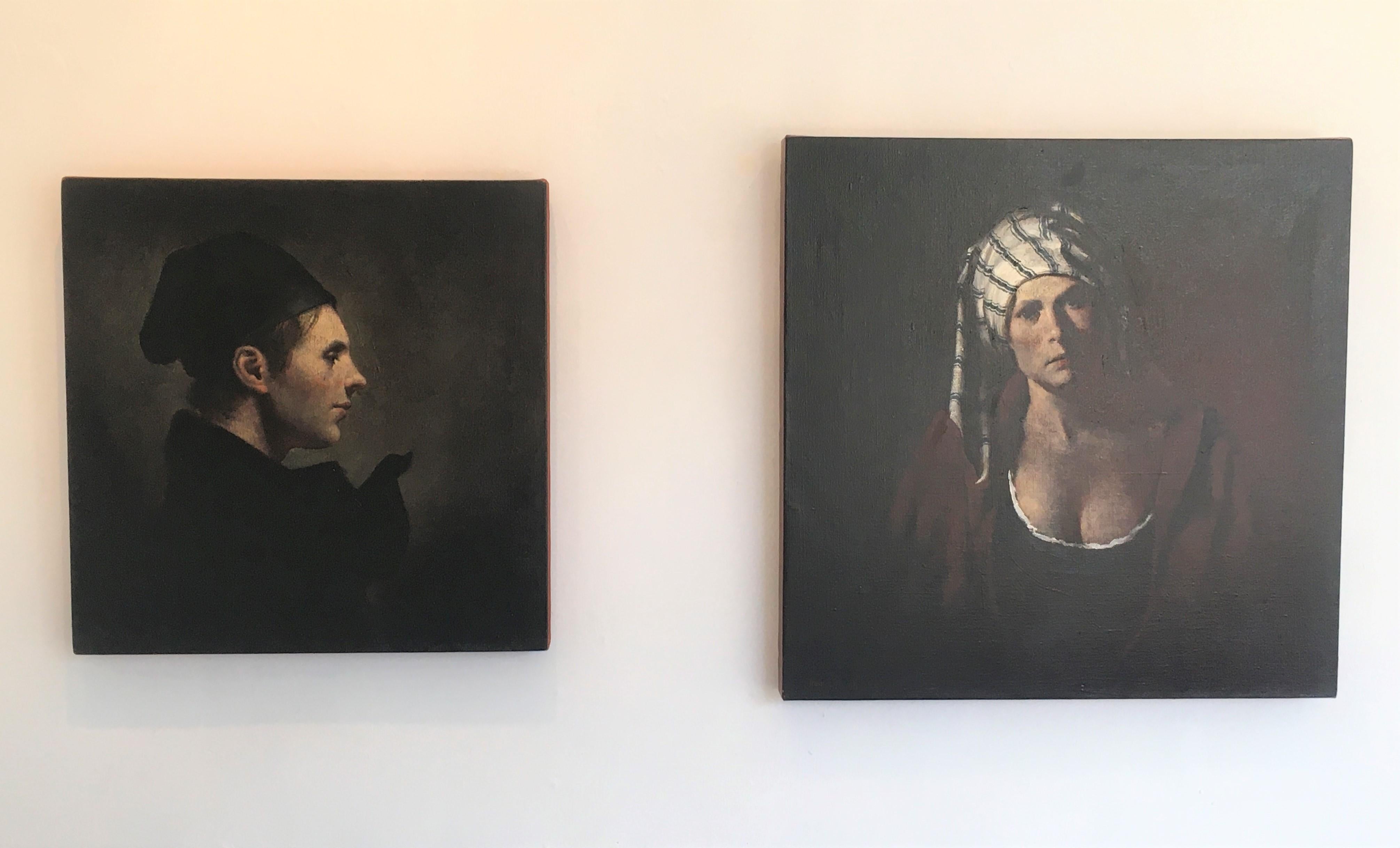 Striped Cap,  Baroque, Portrait, Figurative Art, Female, Oil, Painting, Timeless For Sale 3