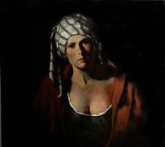 Striped Cap,  Portrait, Figurative, Baroque, Female, Oil, Painting, Timeless