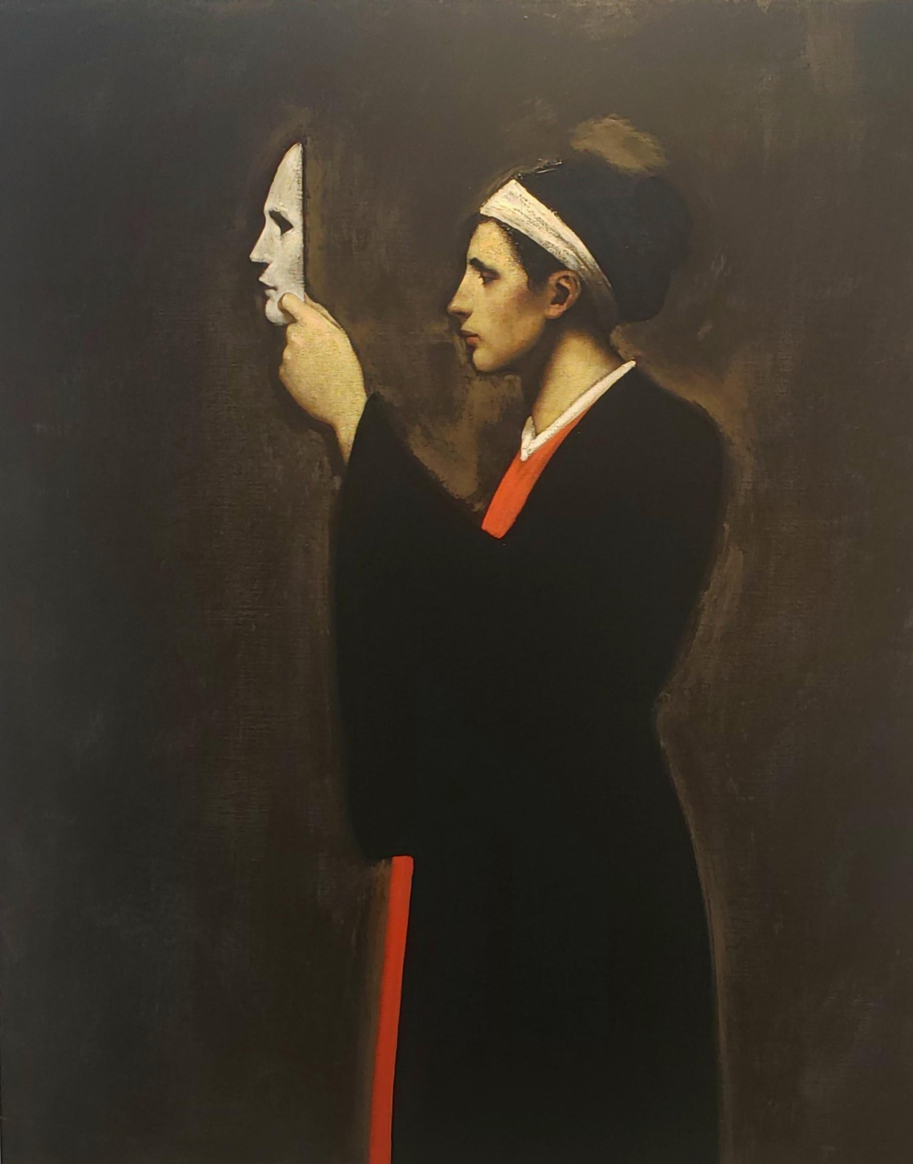 Ray Donley Figurative Painting - The Mask, Baroque Art, Fictional Portraits, Oil, One-of-a-Kind, Illuminate