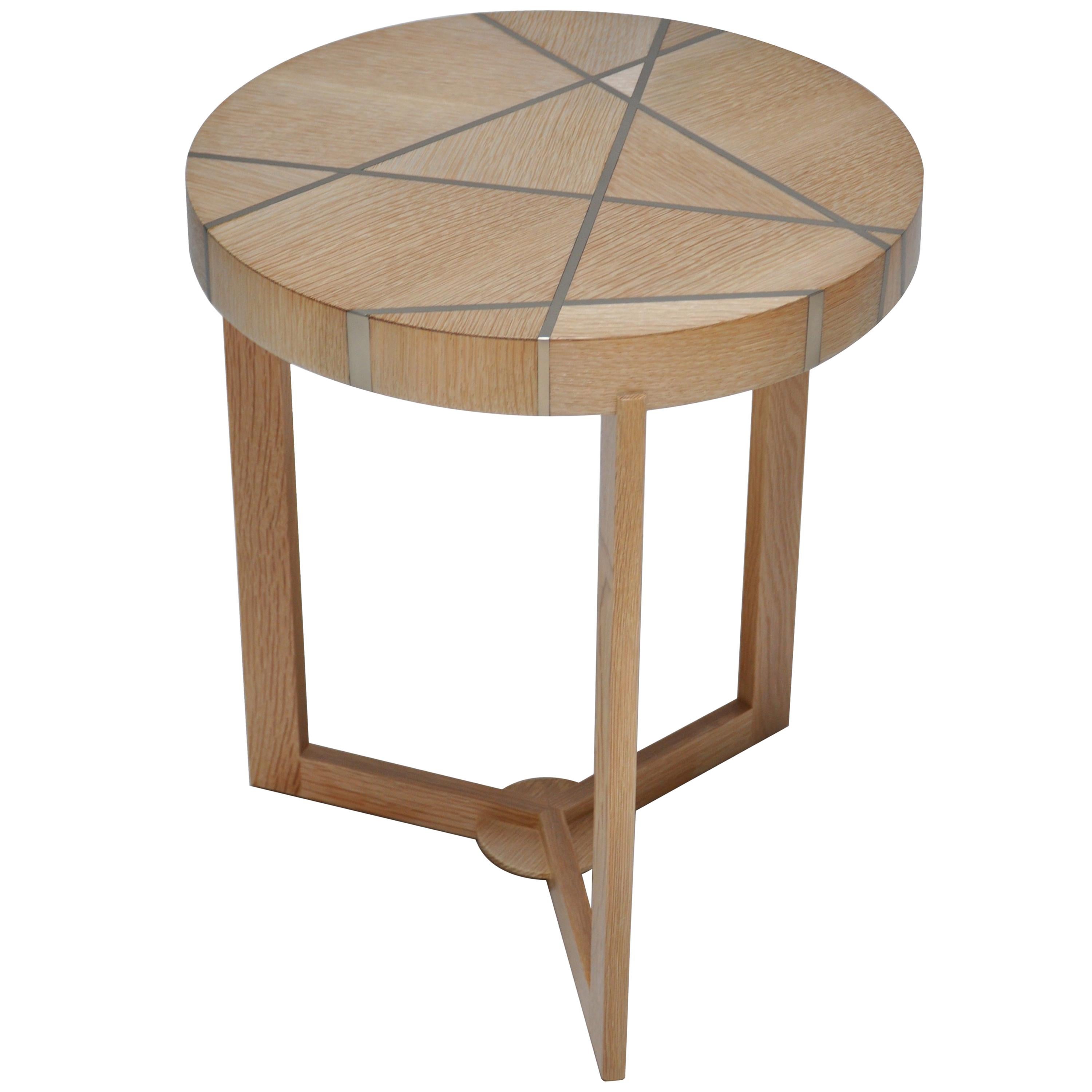Ray End Table in Bleached Oak and Nickel by Newell Design For Sale