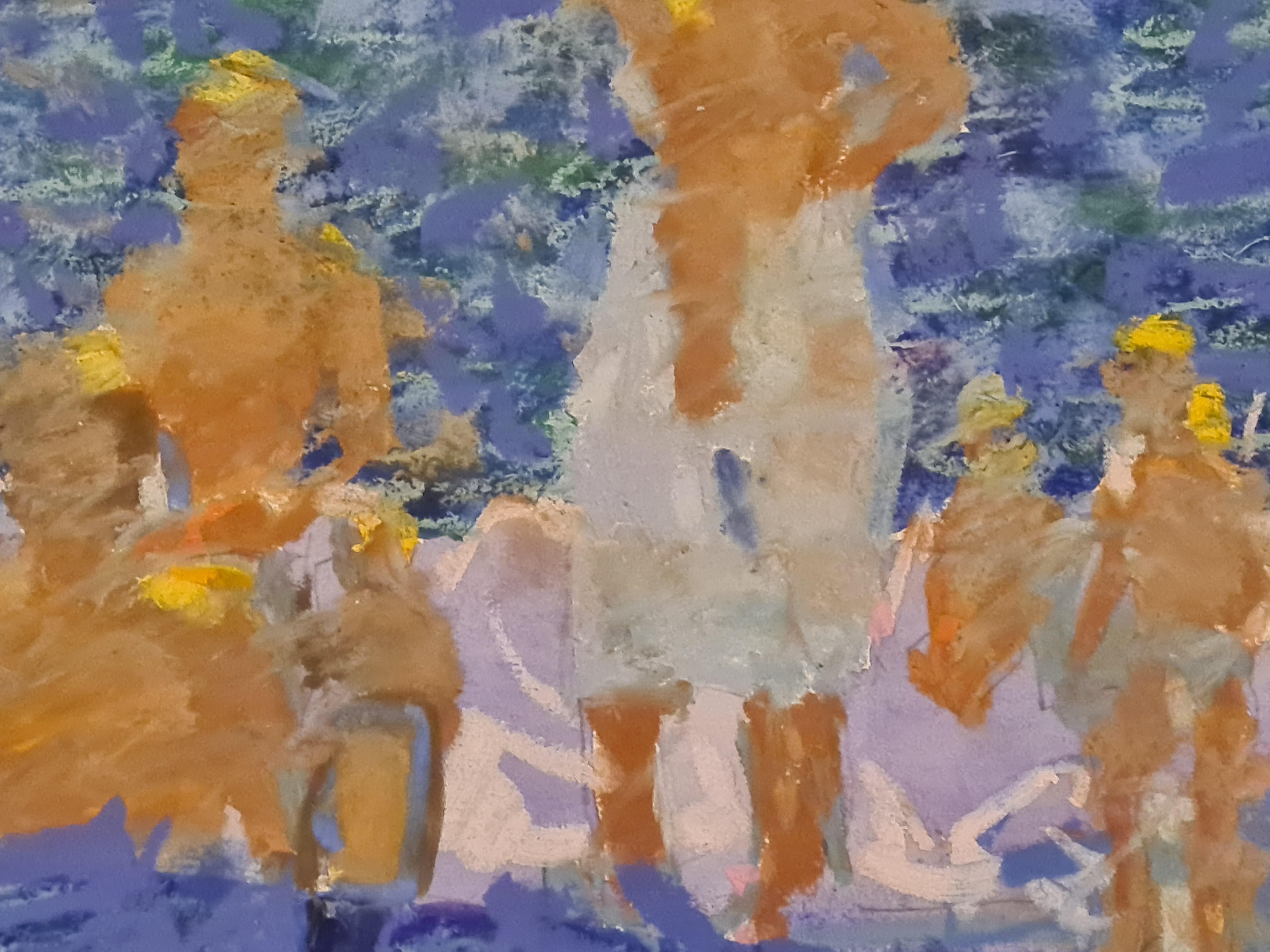 Scena di spiaggia, veduta impressionista gallese 1
