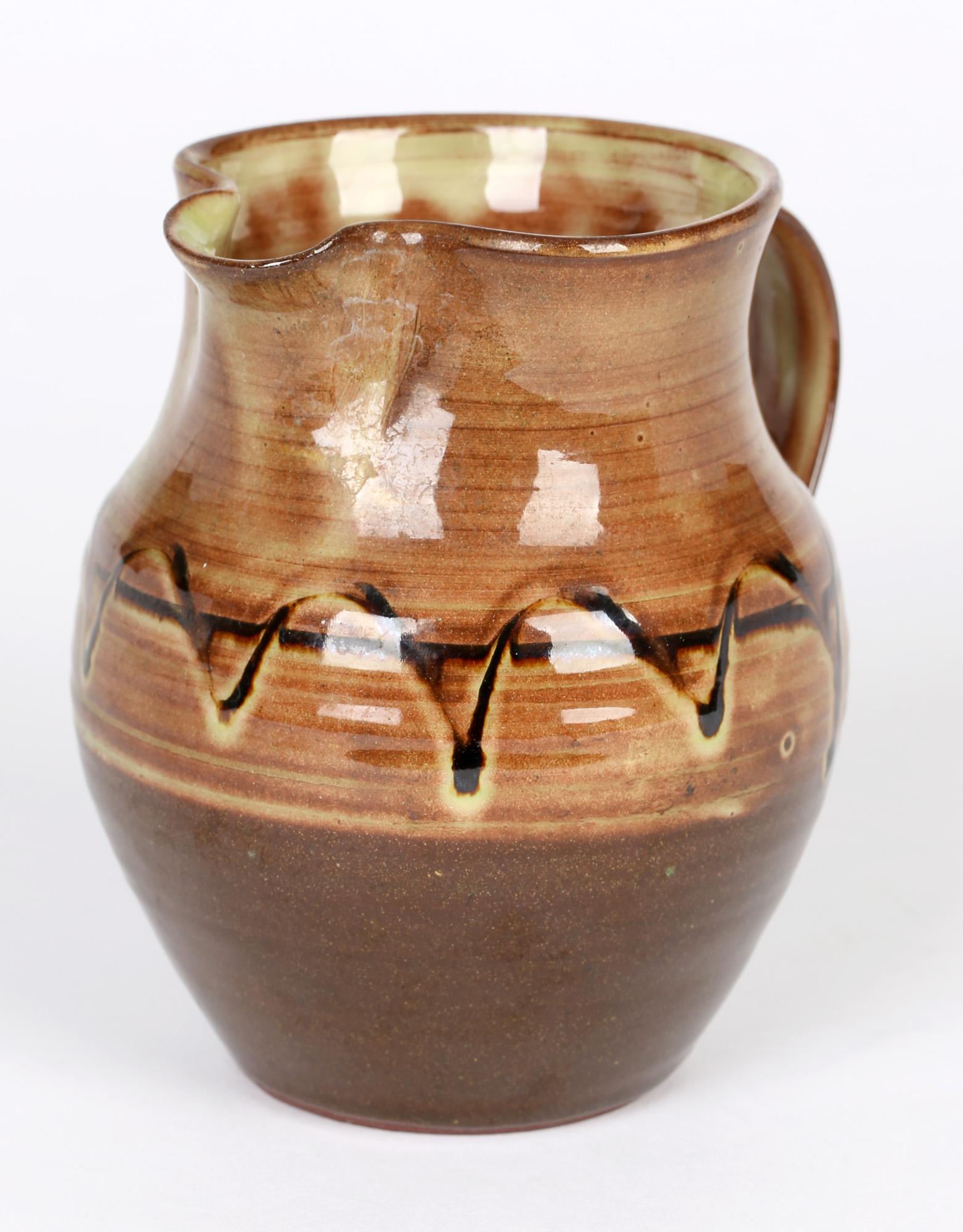 Mid-Century Modern Ray Finch for Winchcombe English Slip Trailed Studio Pottery Jug